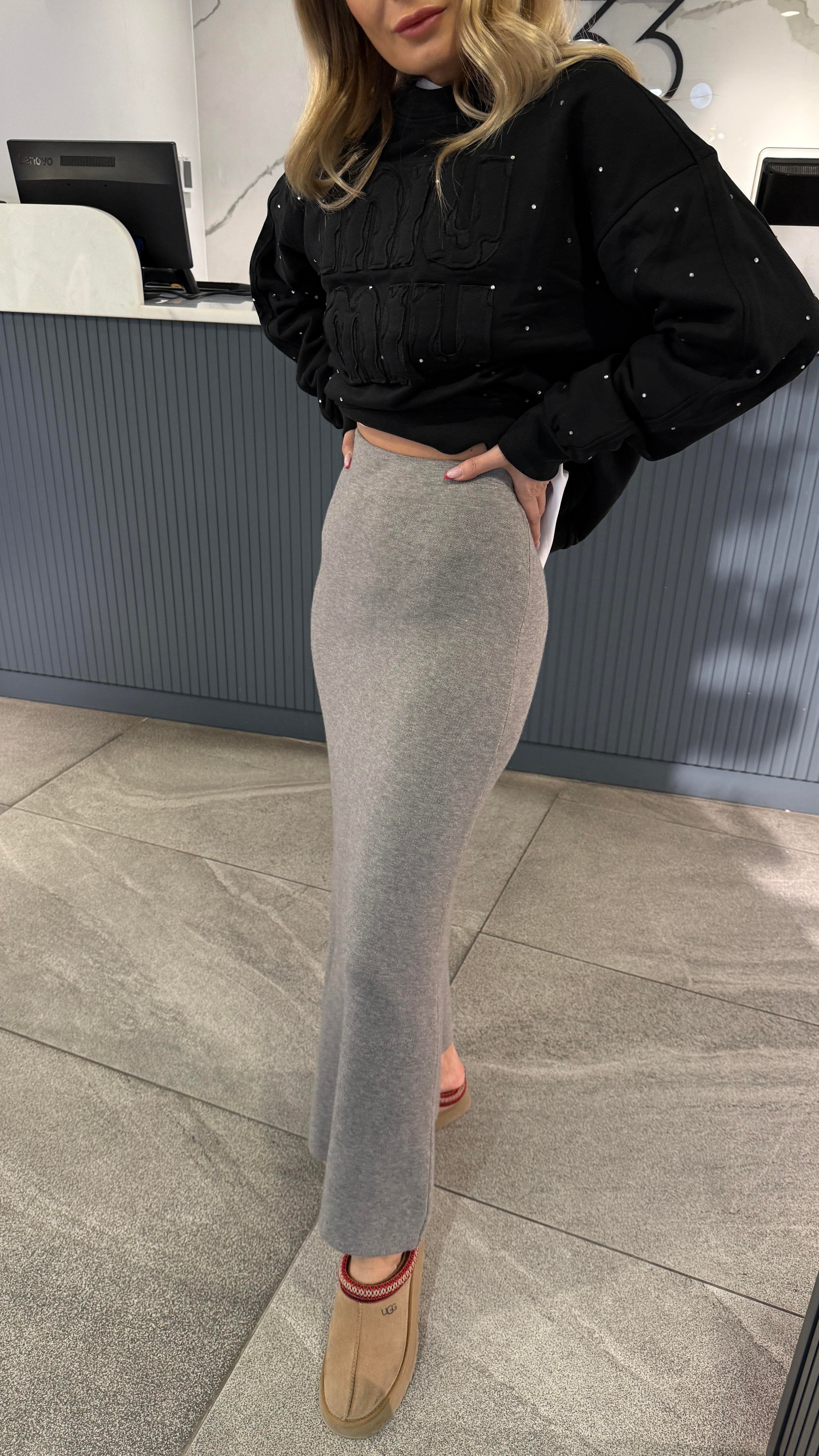 Gri Triko Uzun Etek ETEK