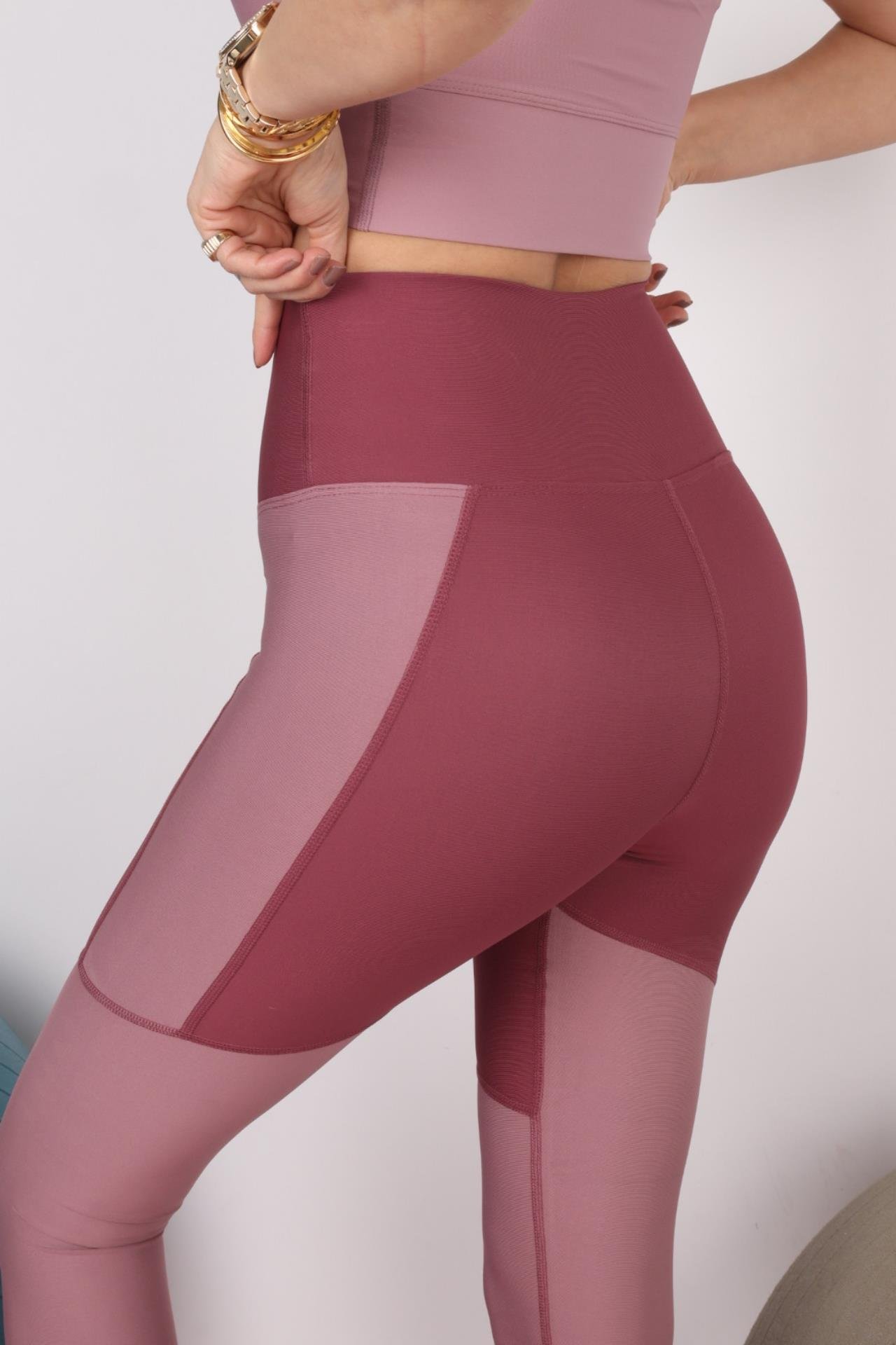 Gül Kurusu Garnili Toparlayıcı Spor Tayt TAYT