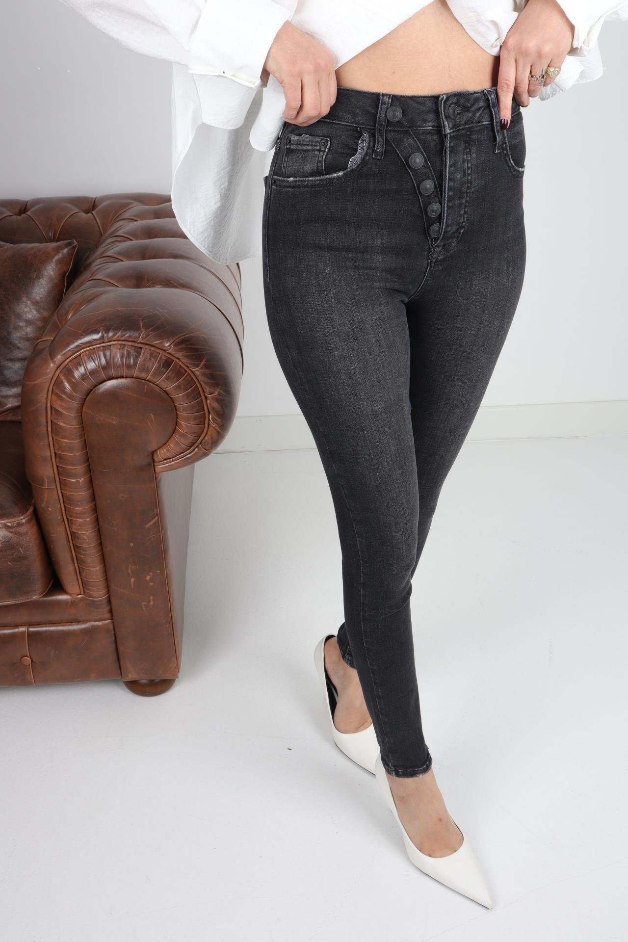 High Rise Düğme Detay Full Likralı Skiny Jean JEAN