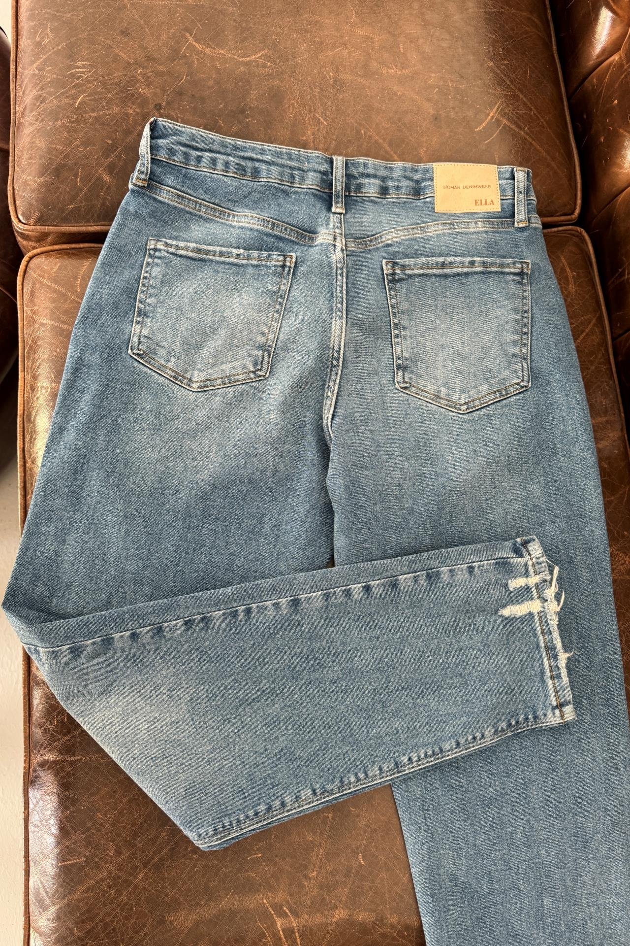 High Rise Full Likralı Büyük Beden Mom Jean JEAN