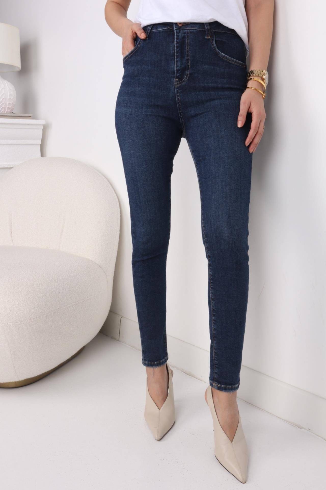 High Rise Koyu Mavi Full Likralı Skiny Jean JEAN