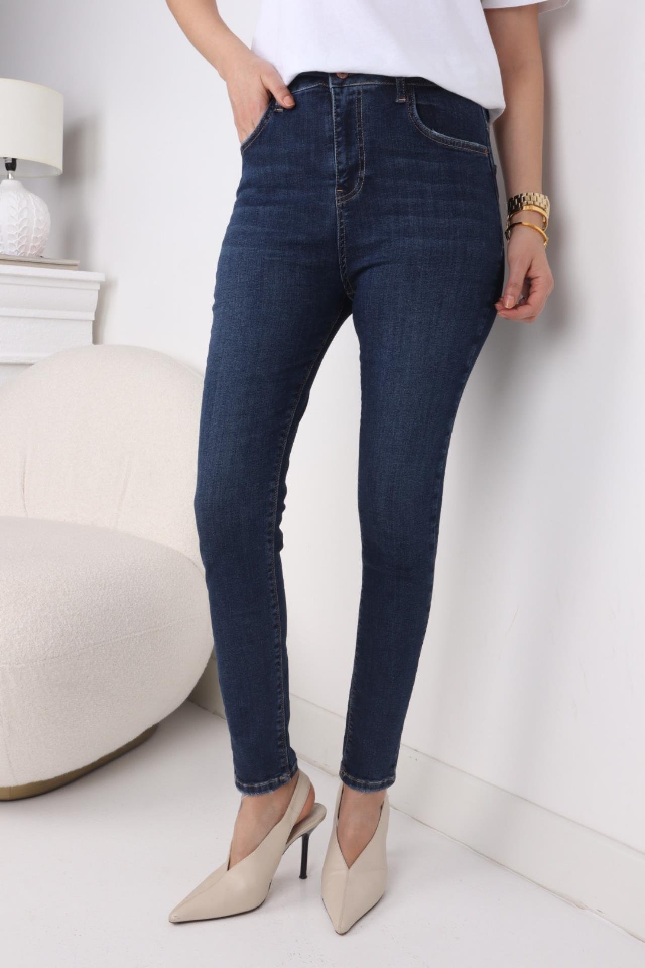 High Rise Koyu Mavi Full Likralı Skiny Jean JEAN
