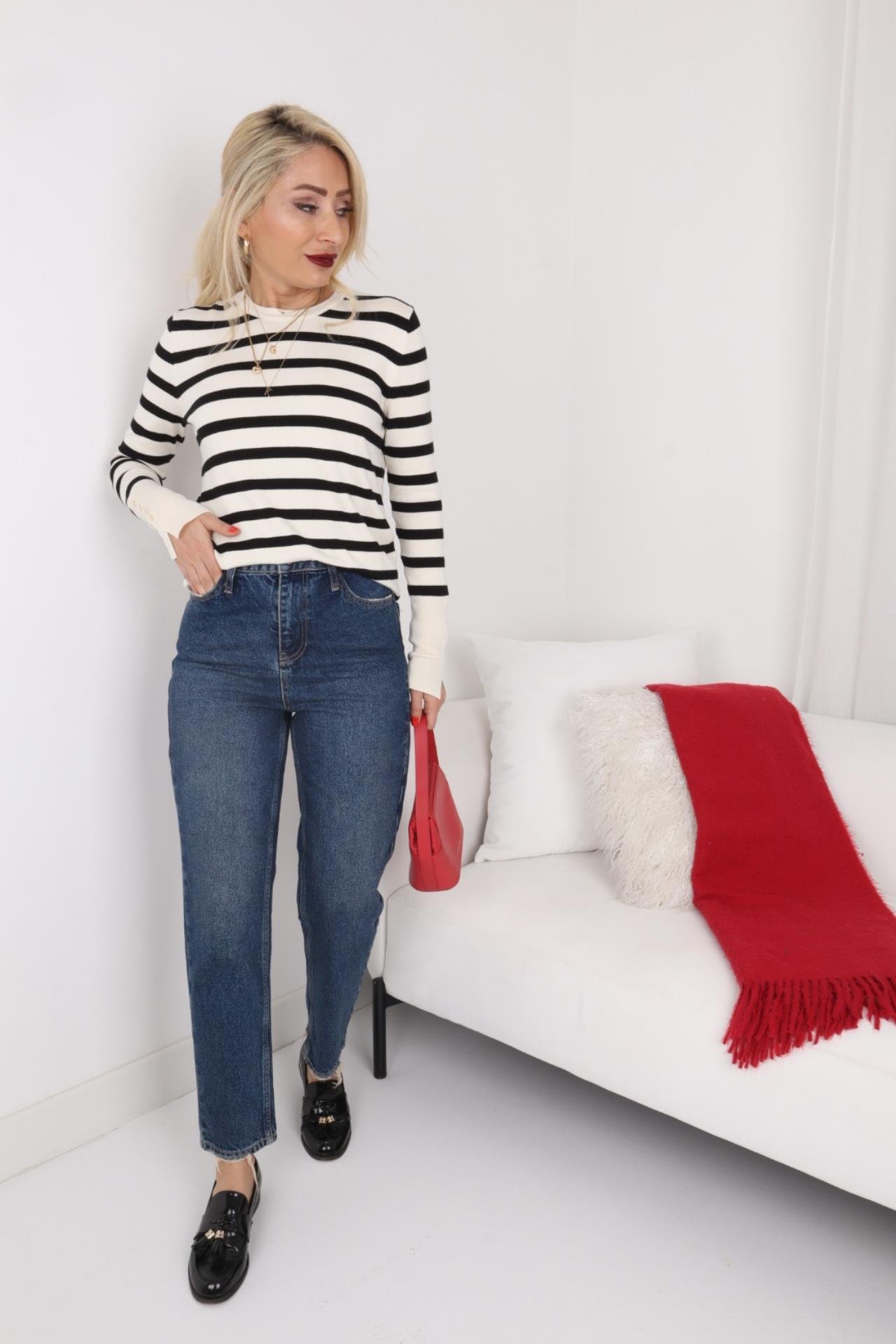 High Rise Likrasız Klasik Mom Jean JEAN