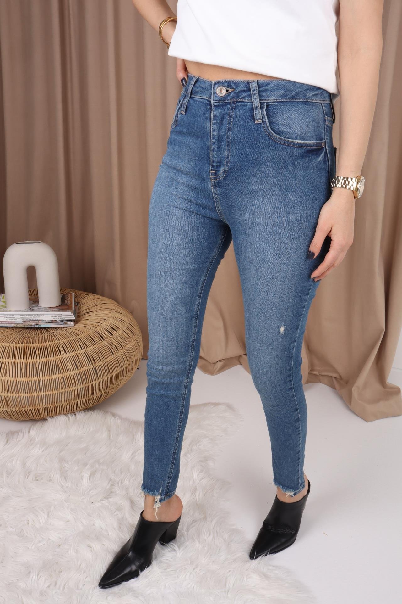 High Rise Paça Detay Full Likralı Skiny Jean JEAN
