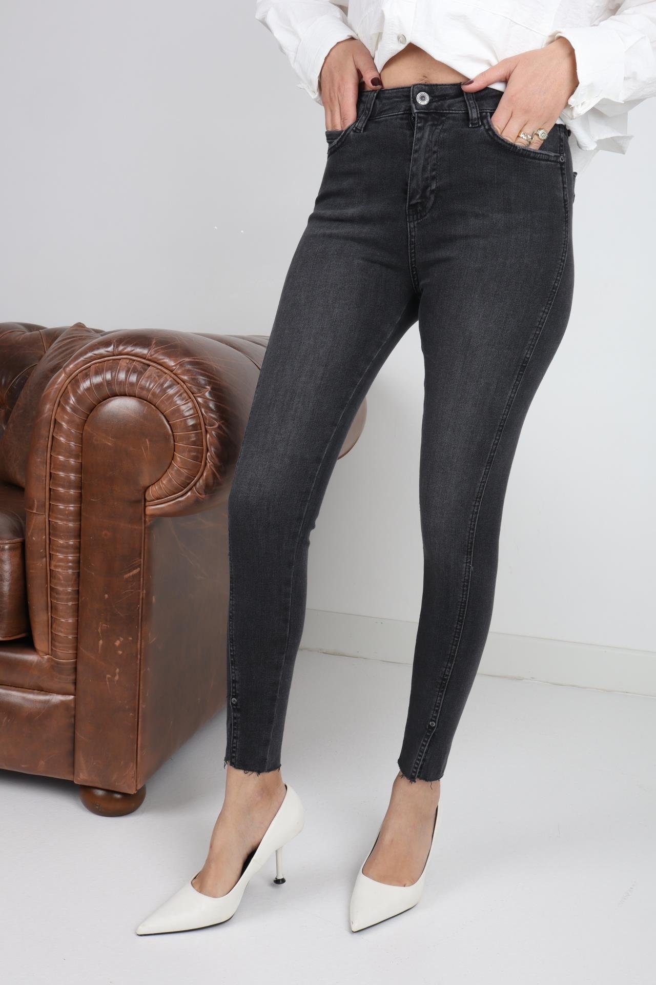 High Rise Paça Yırtmaçlı Full likralı Skiny Jean JEAN