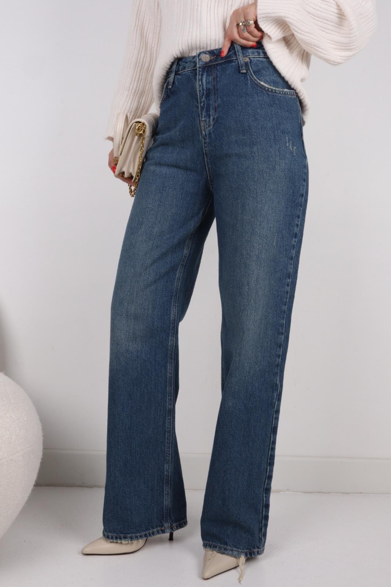 High Rise Straight Leg Likrasız Jean JEAN