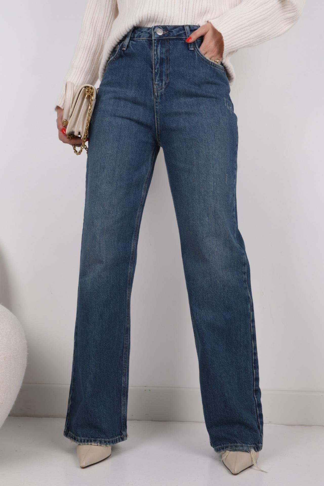 High Rise Straight Leg Likrasız Jean JEAN