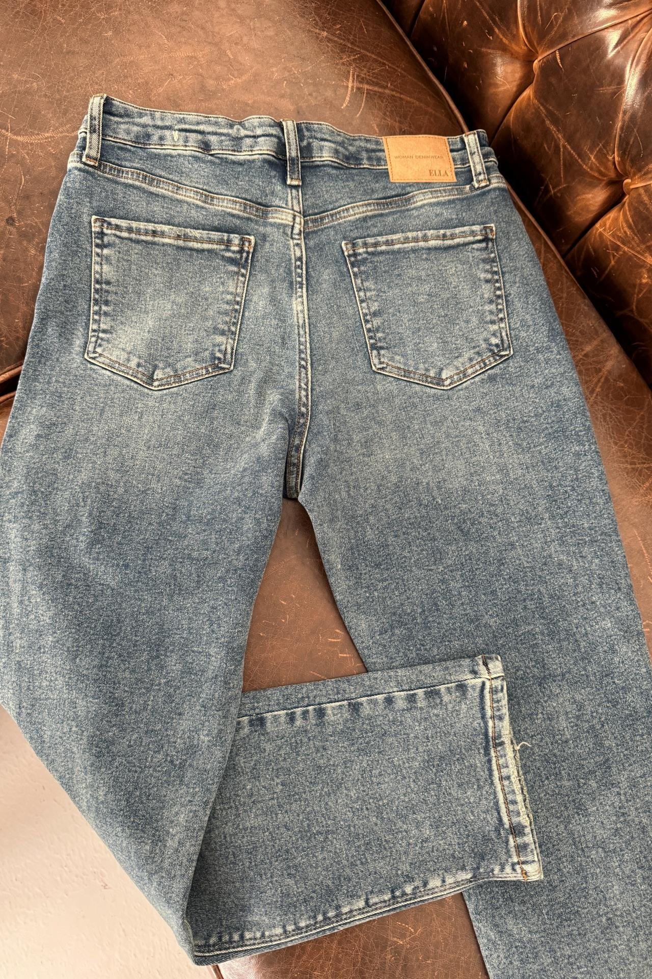 High Rise Yıkamalı Full Likralı Mom Jean JEAN