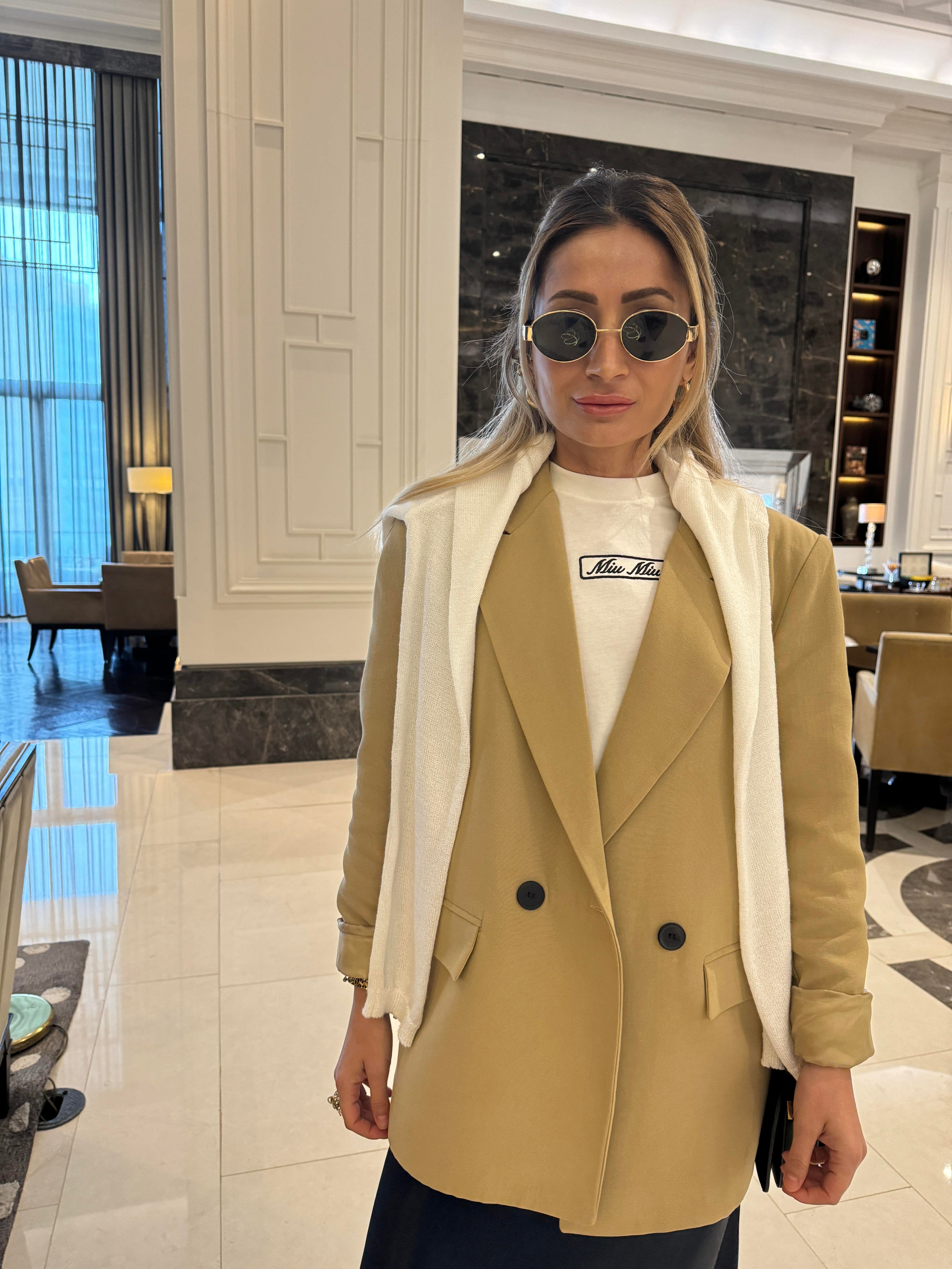 İki Düğmeli Camel Keten Blazer Ceket CEKET