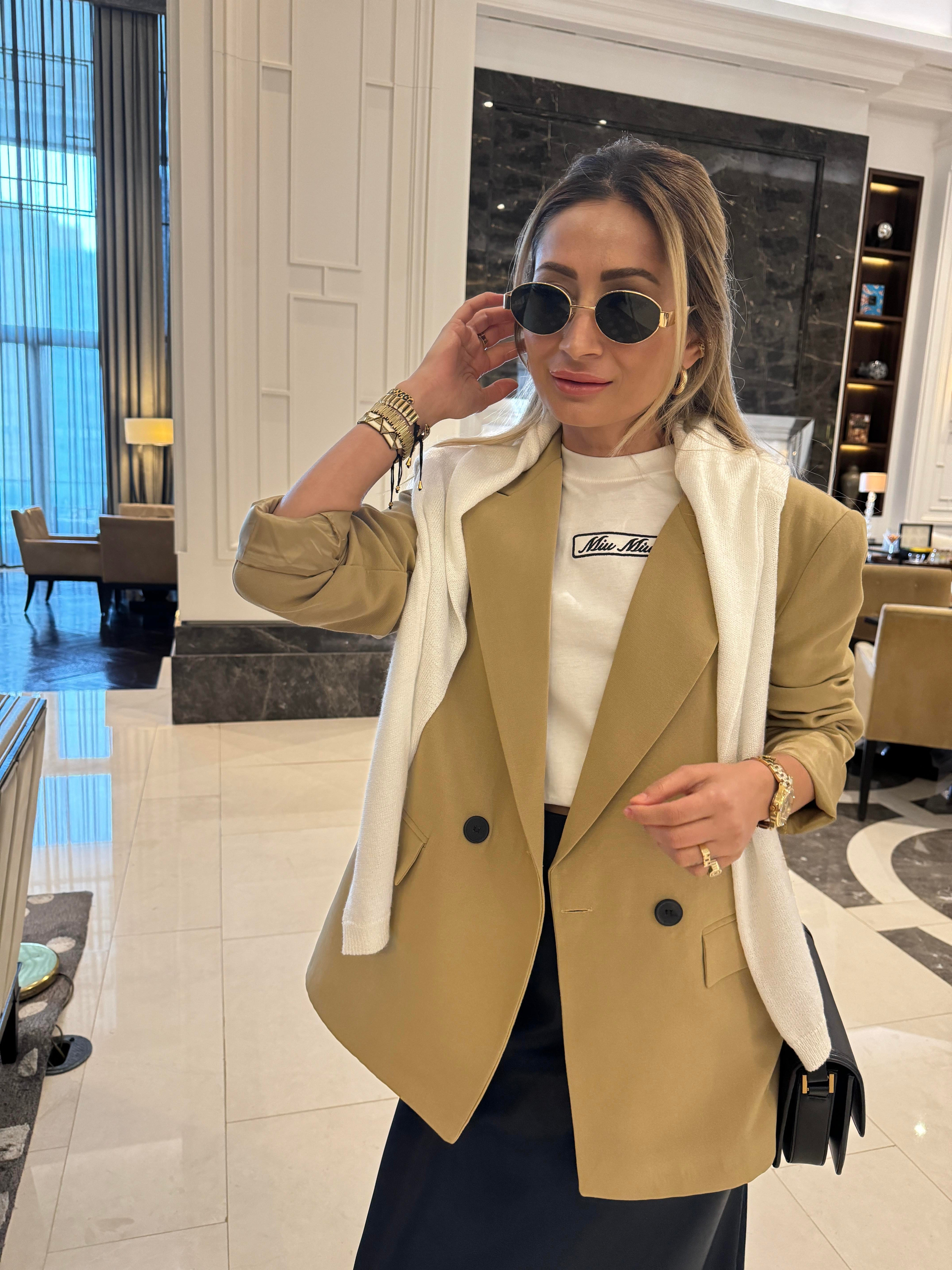 İki Düğmeli Camel Keten Blazer Ceket CEKET