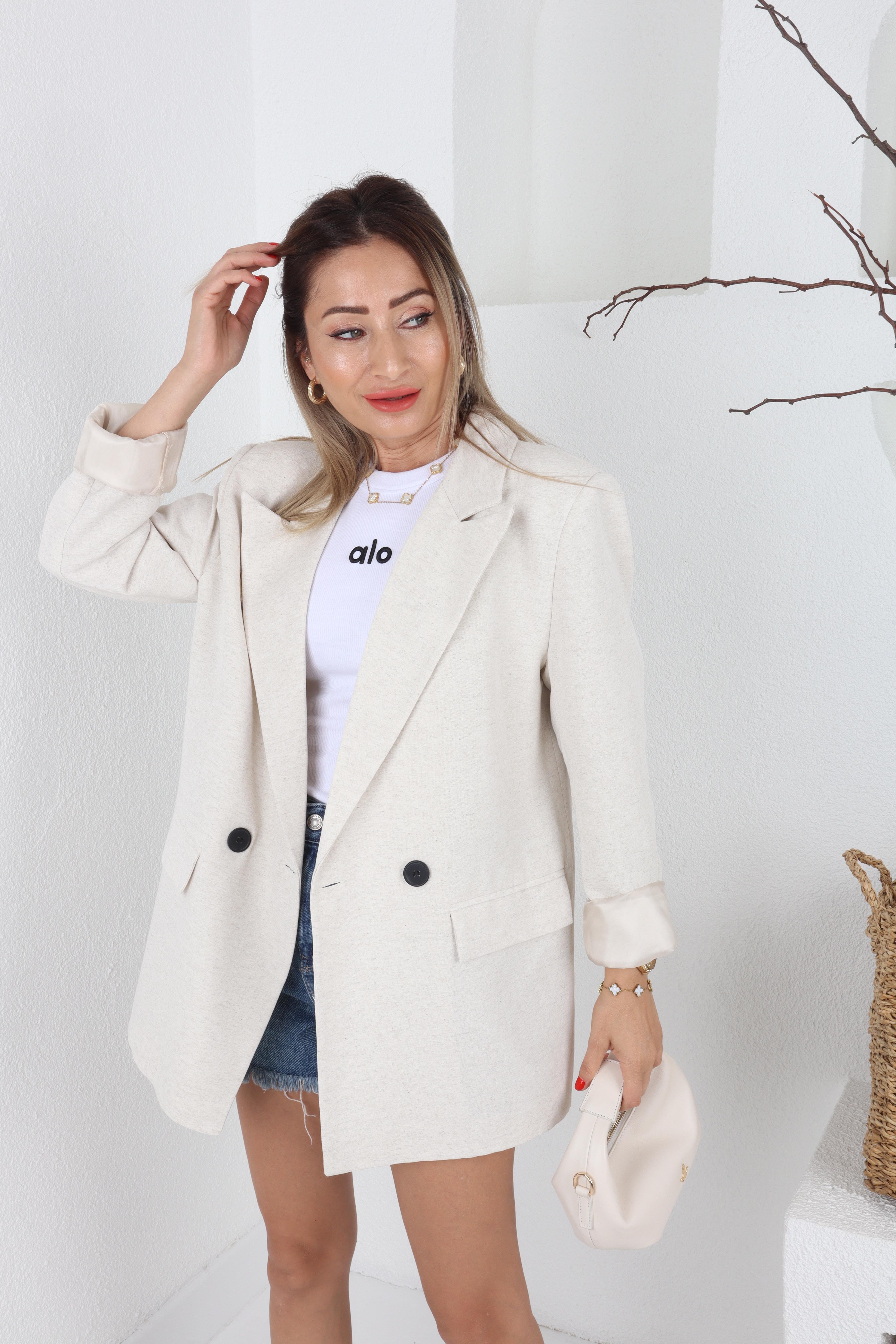 İki Düğmeli Naturel Keten Blazer Ceket CEKET