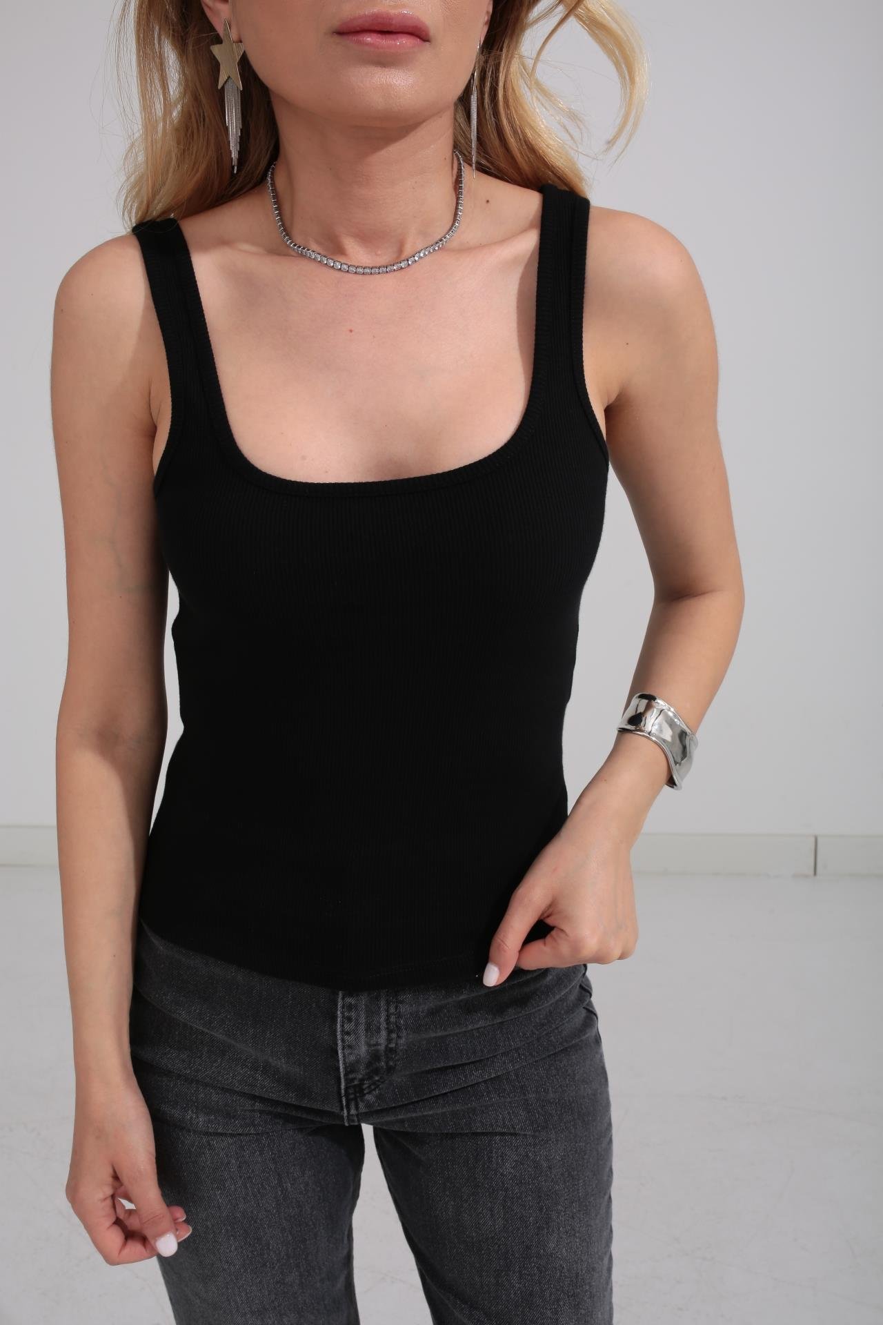 İnce Askı Siyah Fitilli Penye Atlet ATLET | NO33