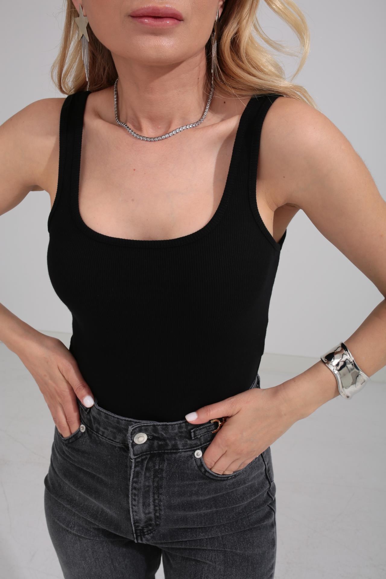 İnce Askı Siyah Fitilli Penye Atlet ATLET | NO33