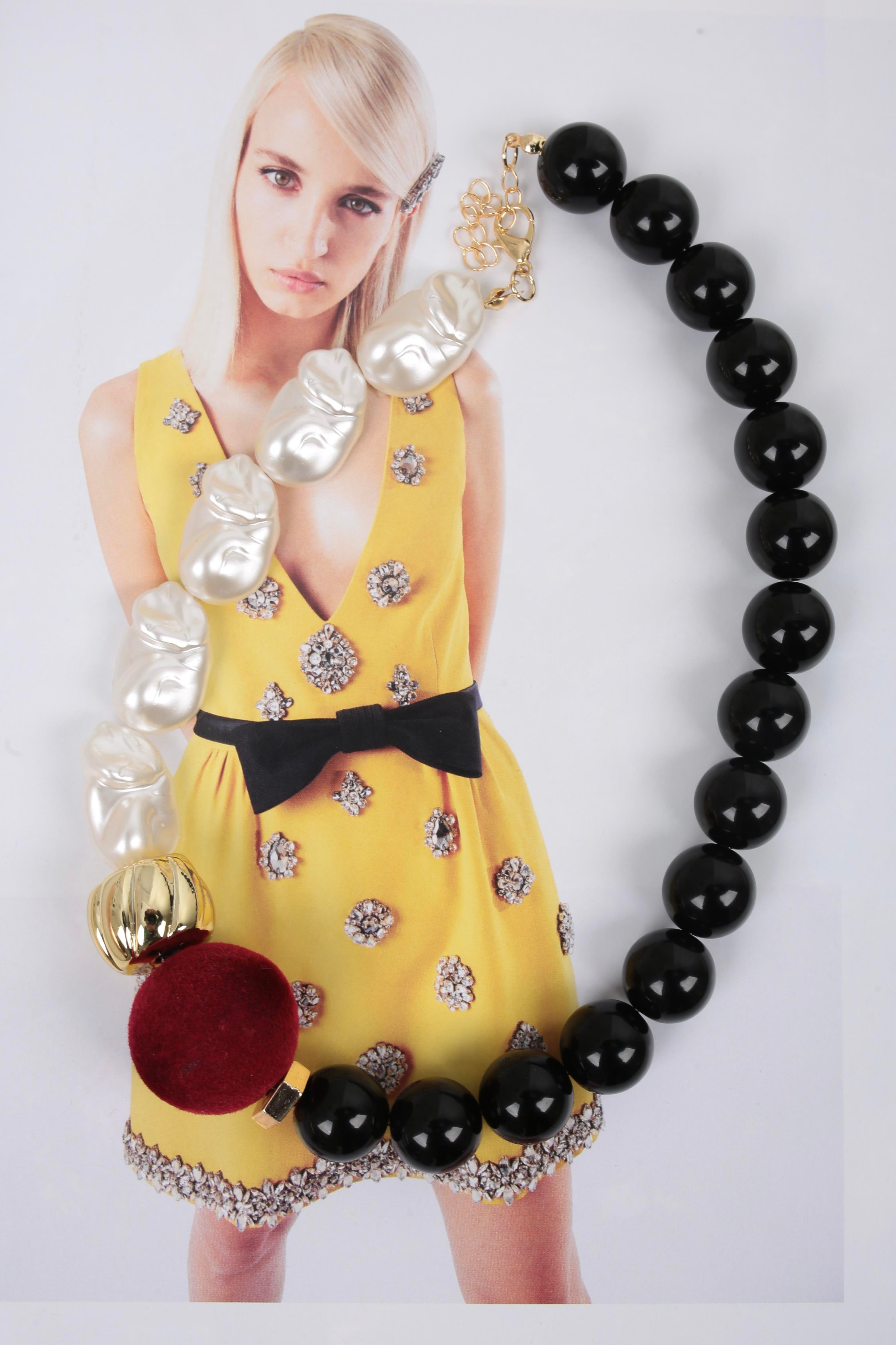 İncili Bordo Detay Kısa Kolye KOLYE