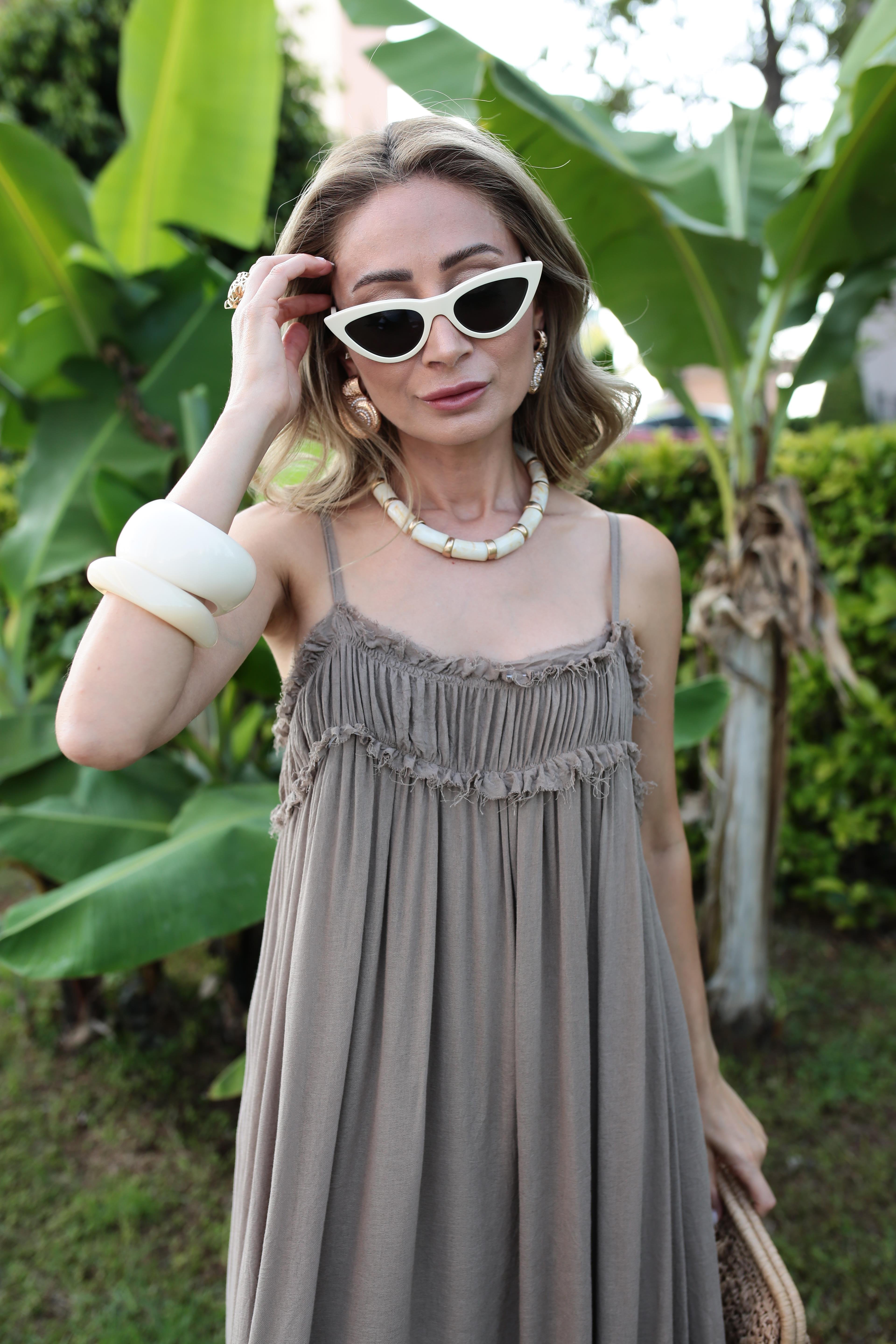 İp Askılı Astarlı Vizon Kraşlı Keten Elbise ELBİSE | NO33