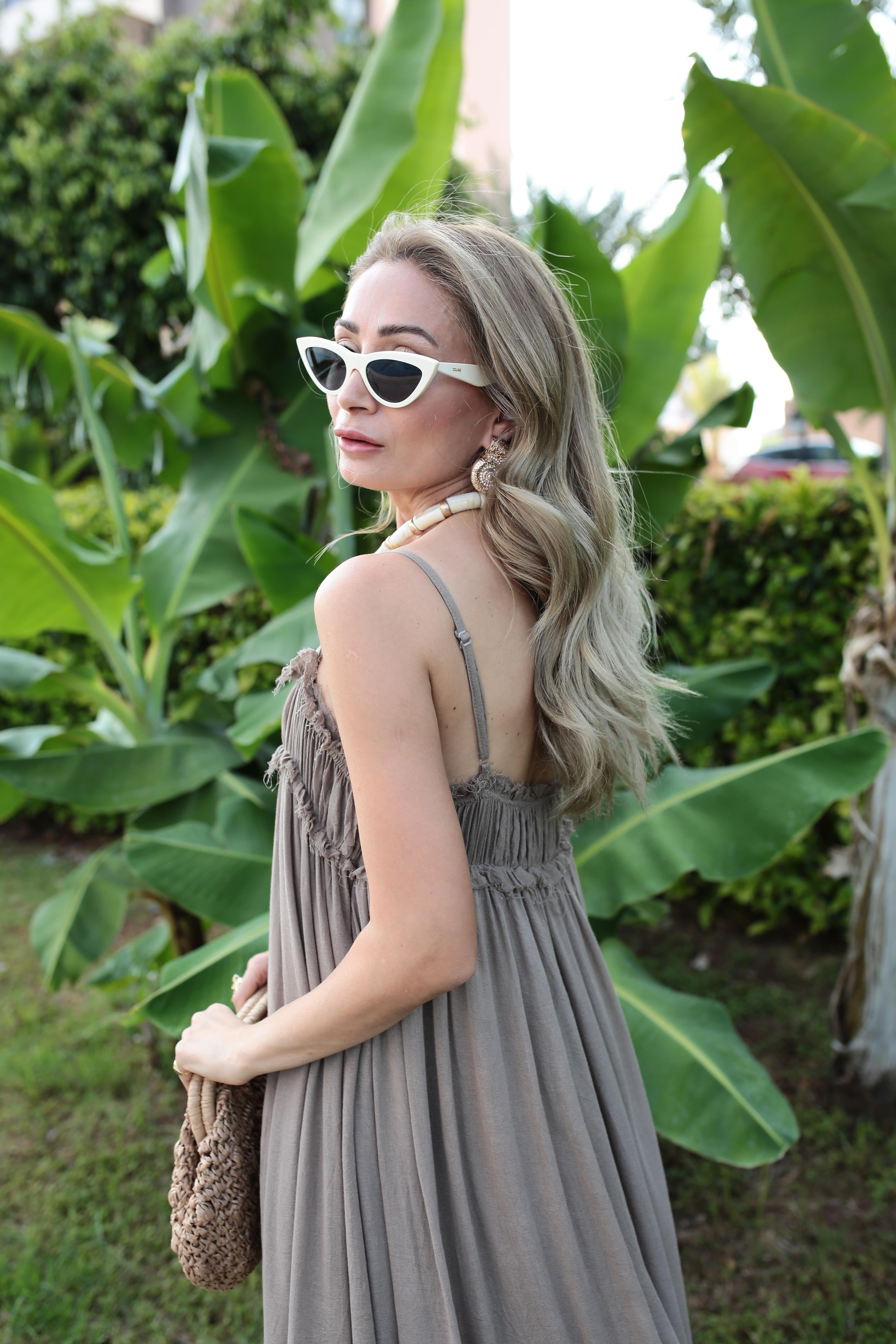 İp Askılı Astarlı Vizon Kraşlı Keten Elbise ELBİSE | NO33