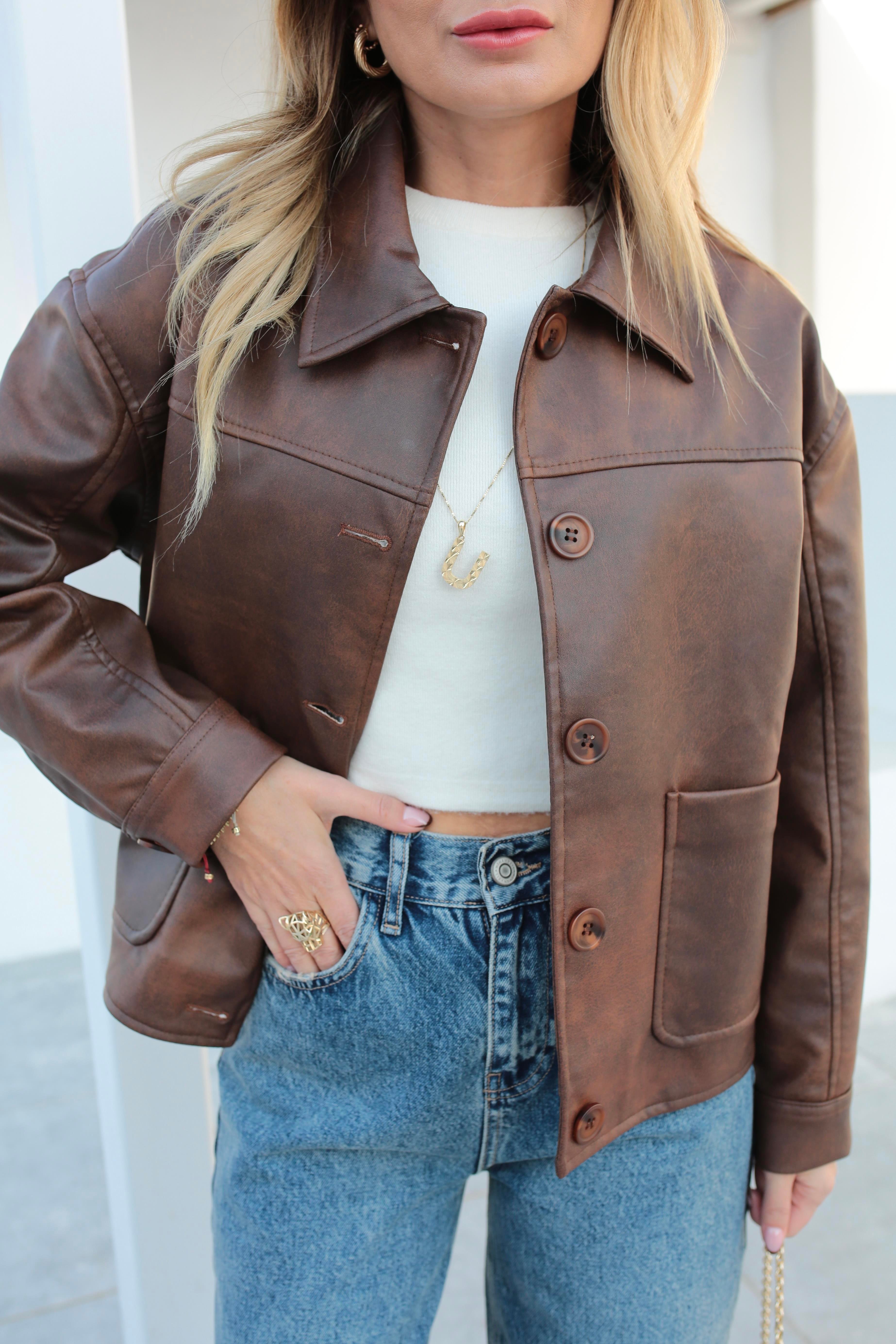 Kahve Bamber Deri Ceket CEKET