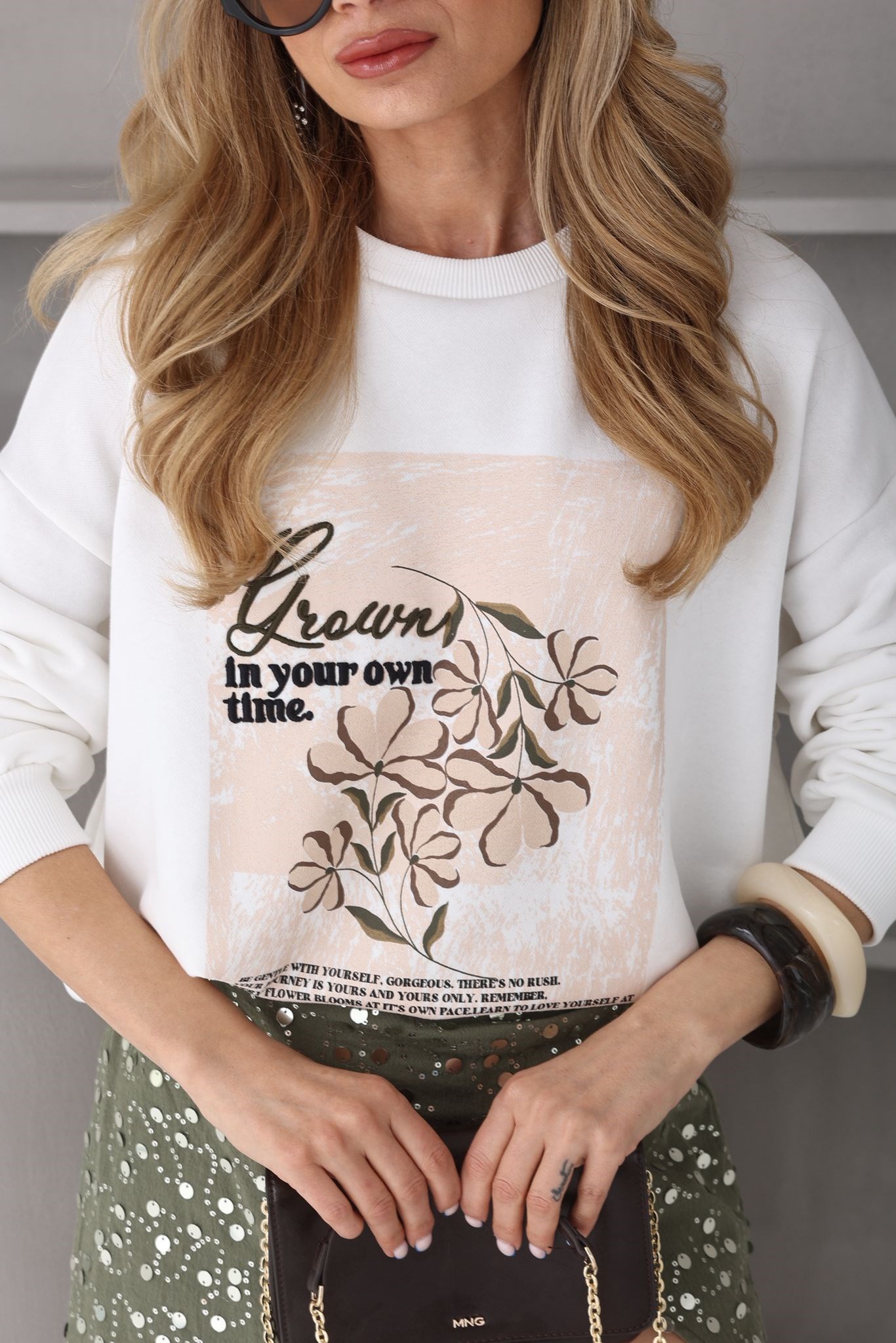 Kahve çiçek Baskılı Ekry Sweatshirt SWEATSHİRT | NO33