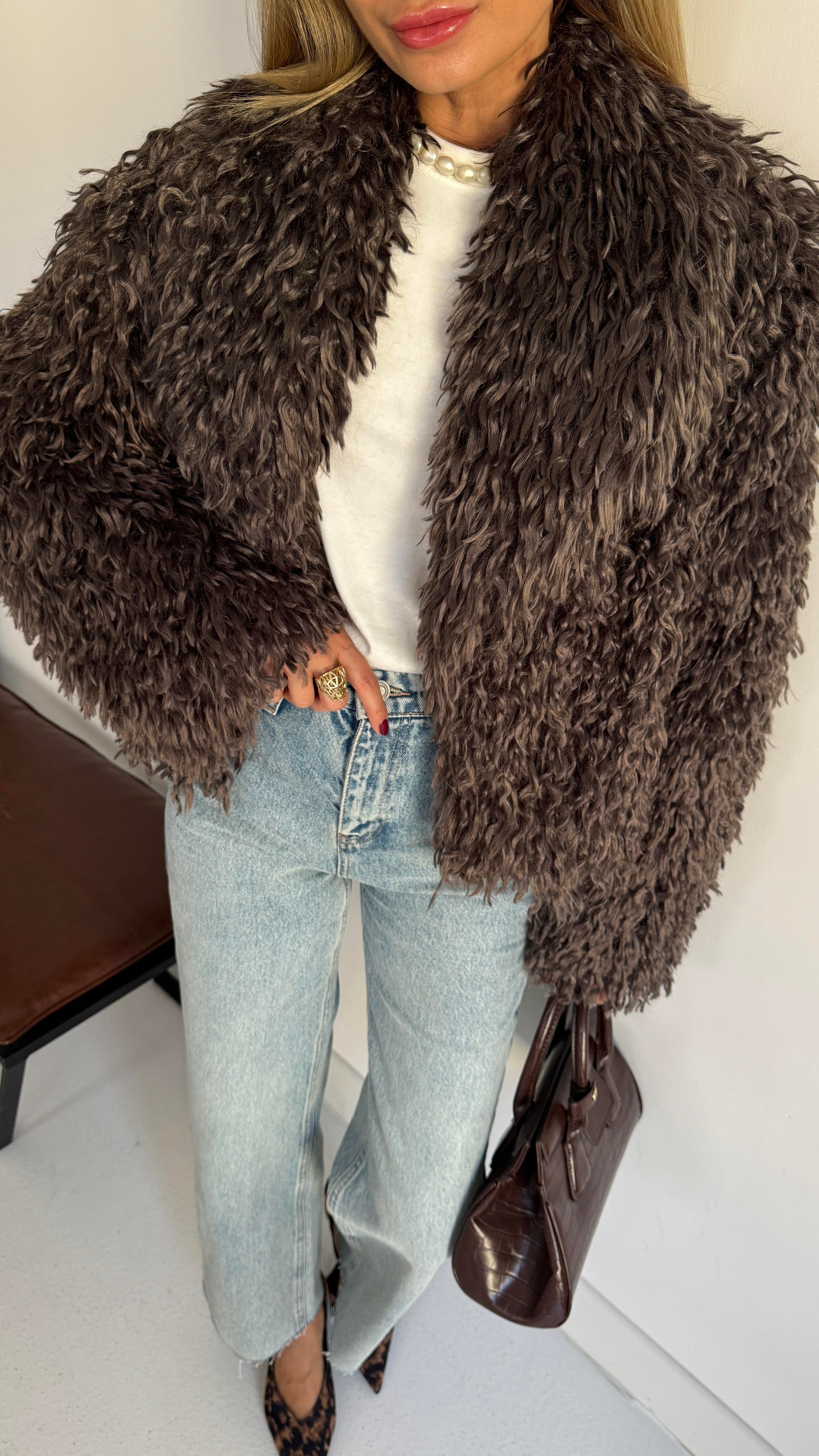 Kahverengi Kısa Premium Kürk KABAN