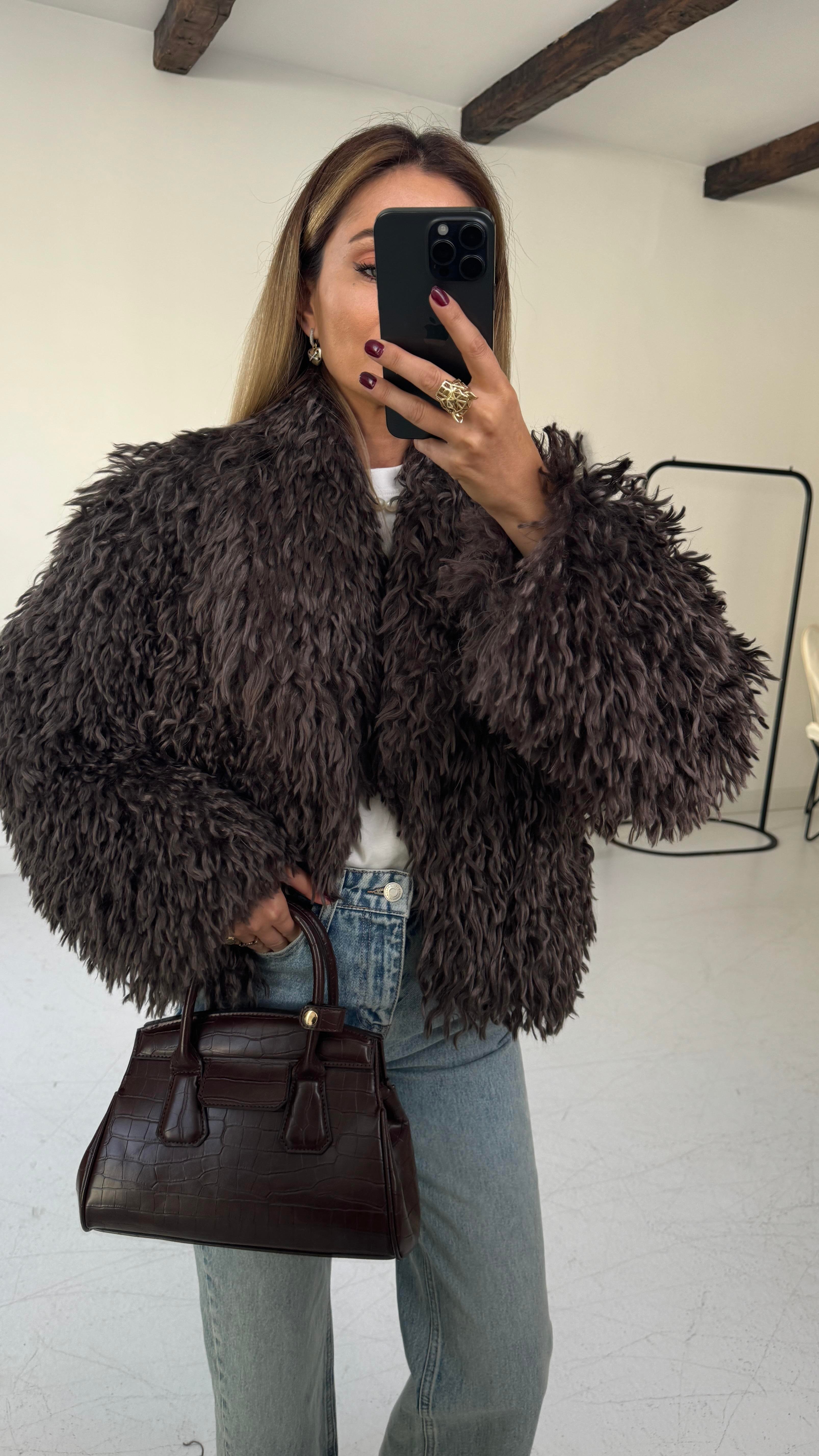 Kahverengi Kısa Premium Kürk KABAN