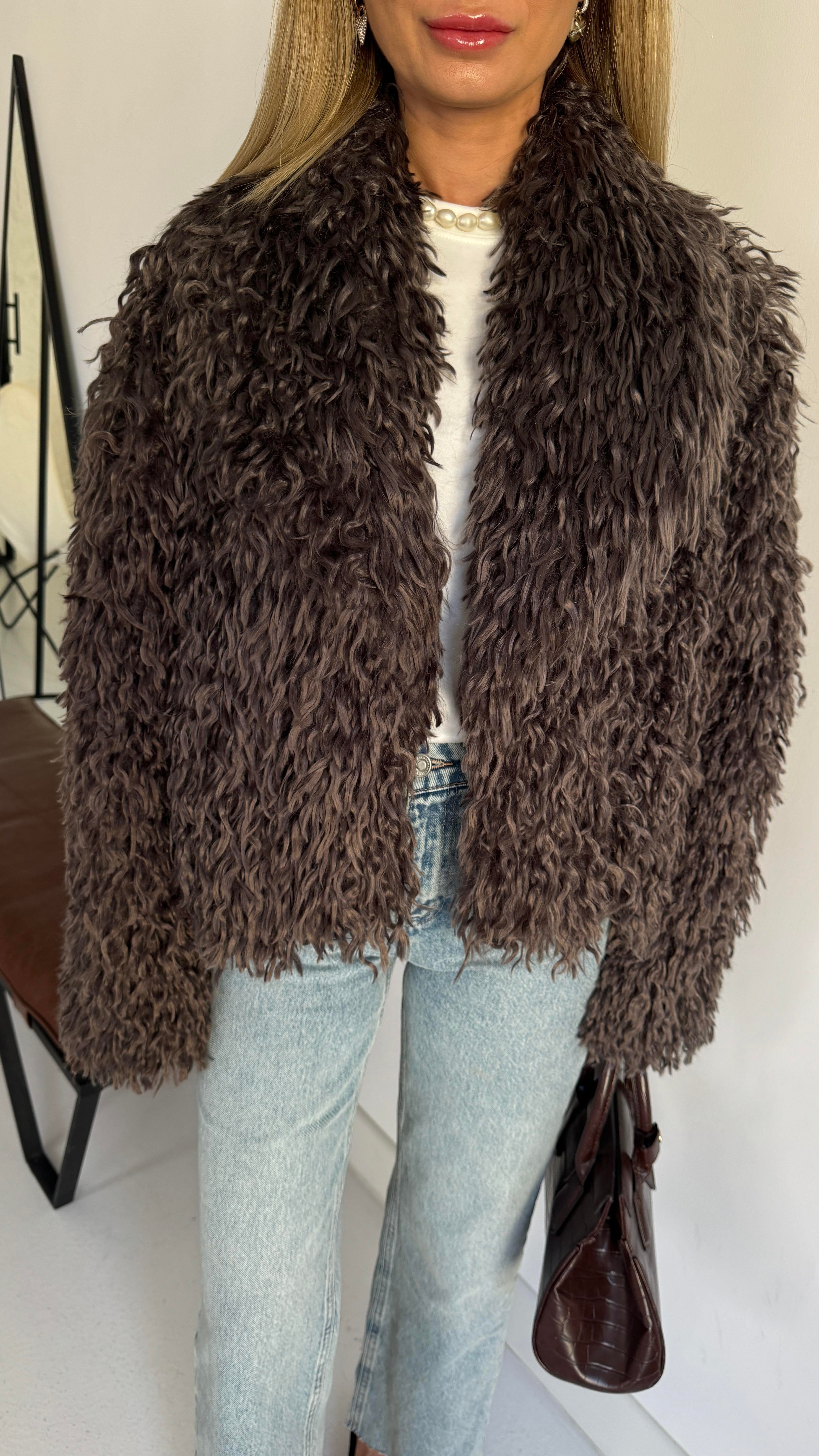 Kahverengi Kısa Premium Kürk KABAN