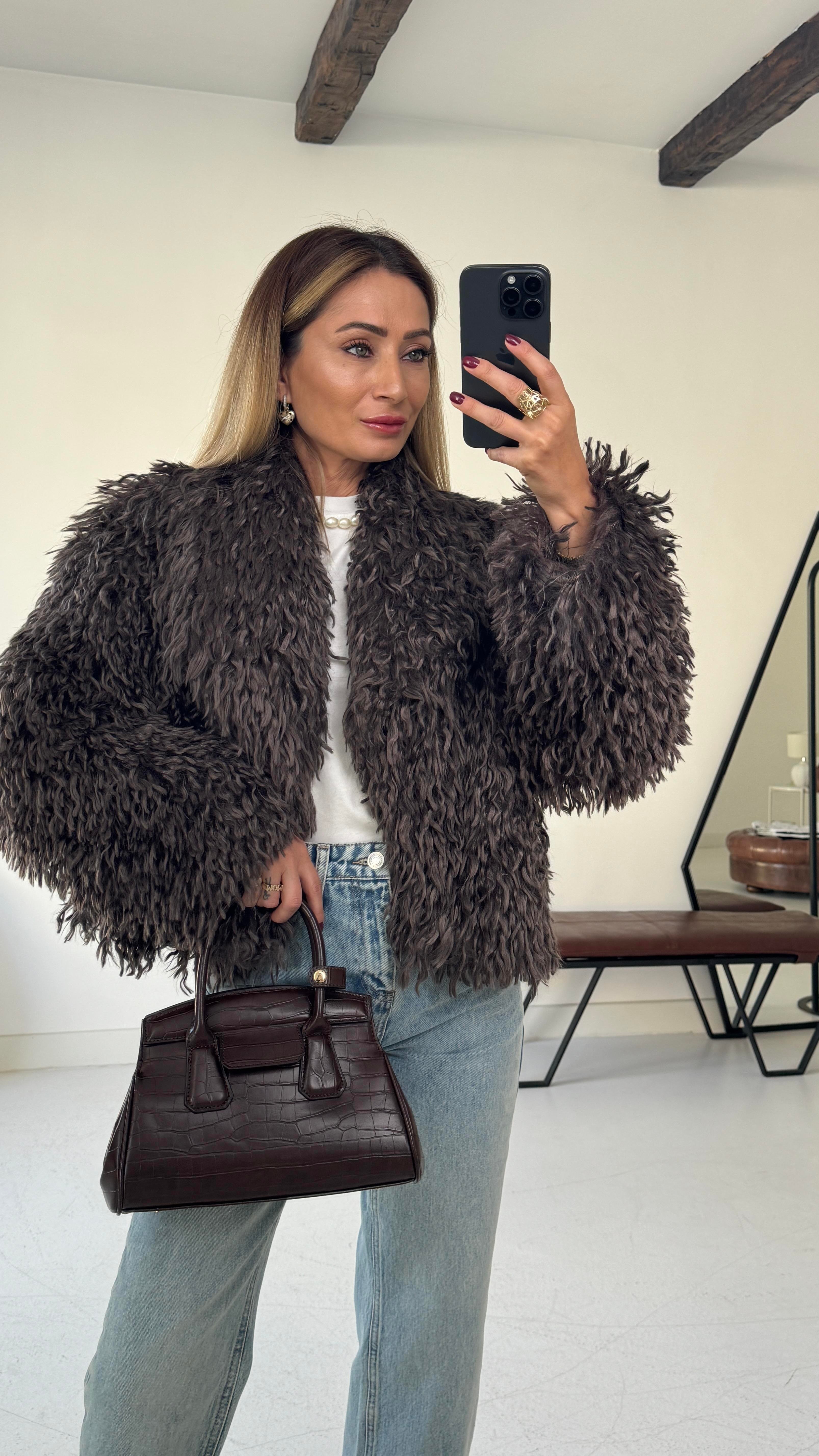 Kahverengi Kısa Premium Kürk KABAN