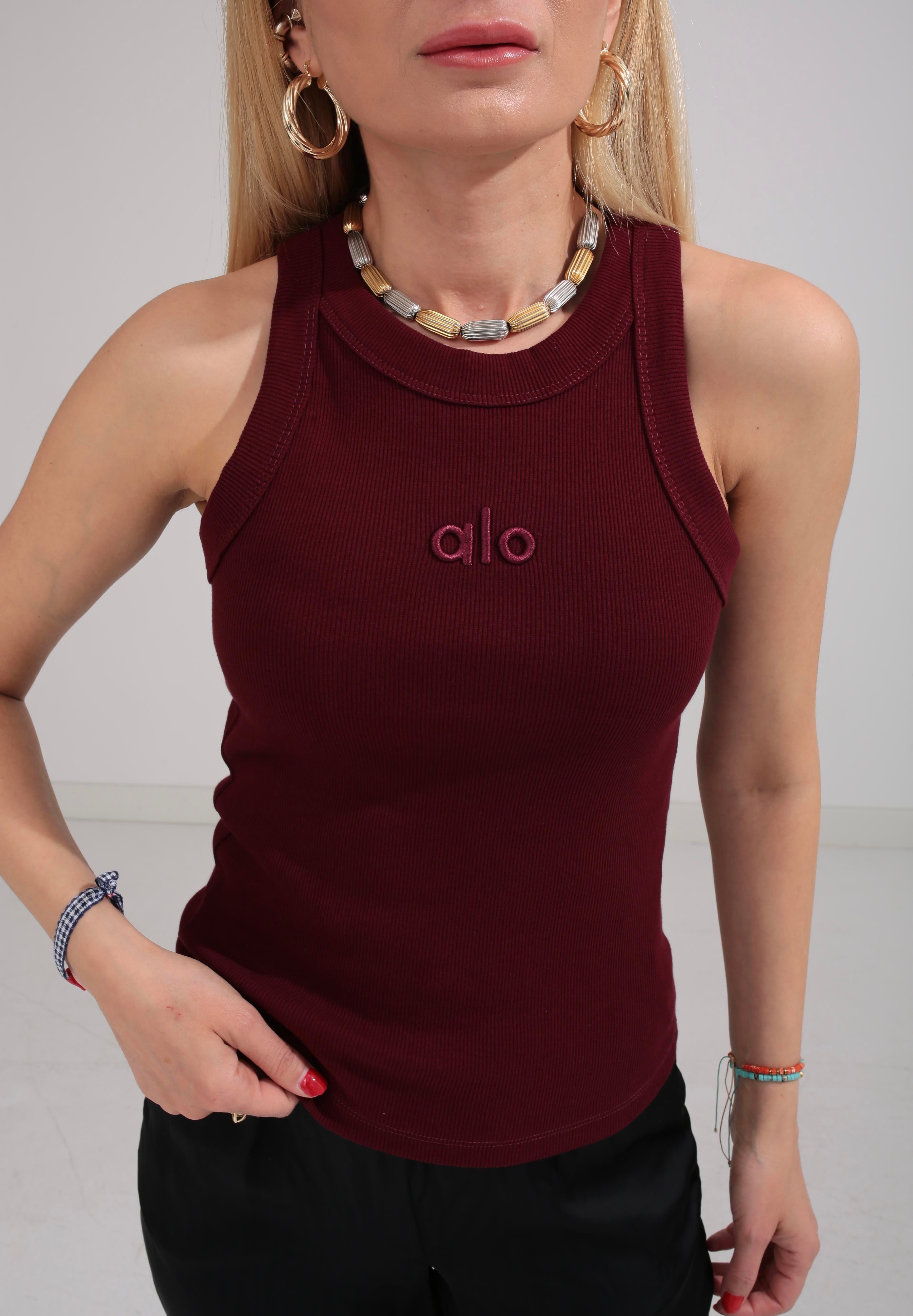 Kalın Biye Yazı Nakışlı Bordo Fitilli Atlet ATLET | NO33