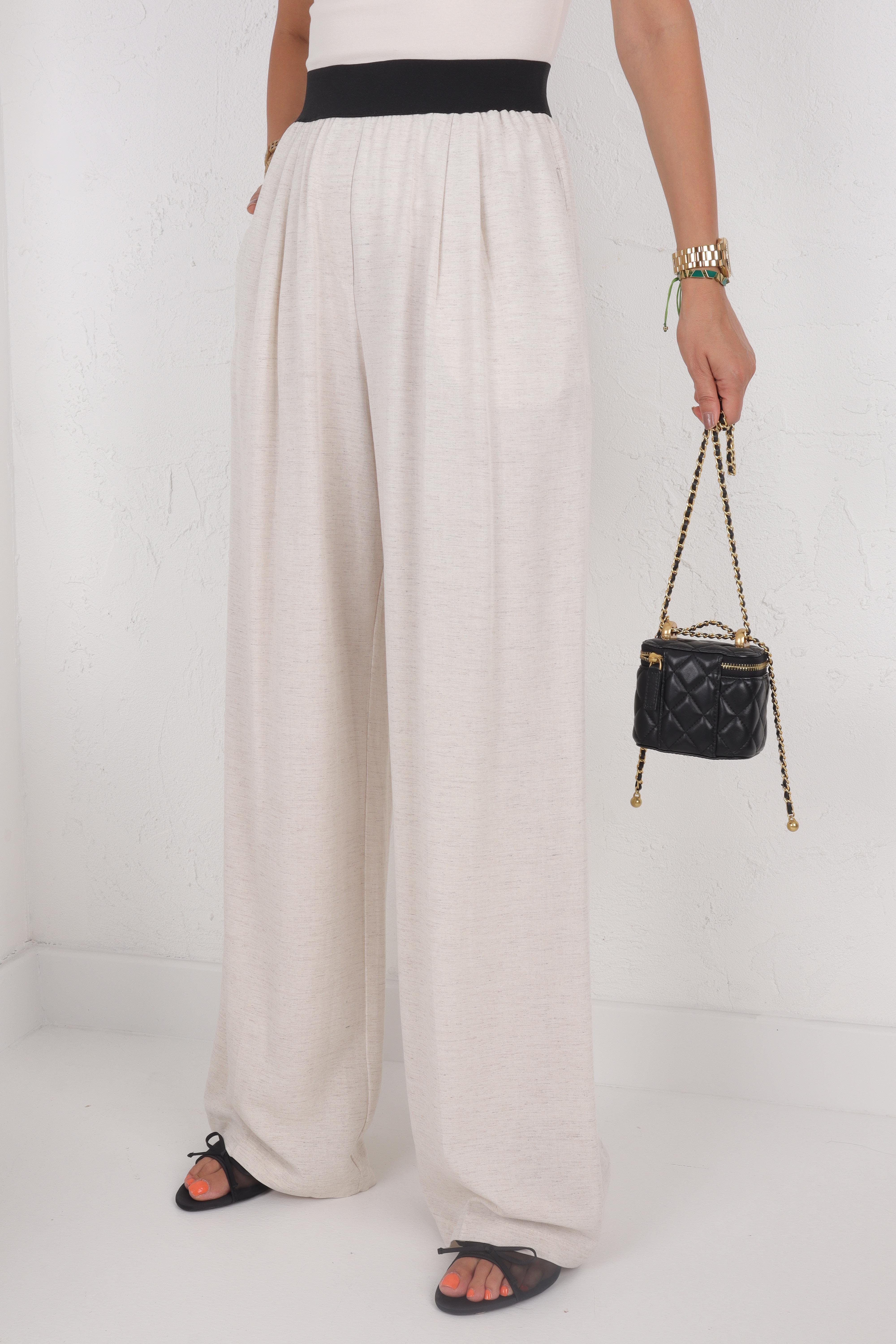 Kalın Lastikli Taş Bol Pantolon PANTOLON