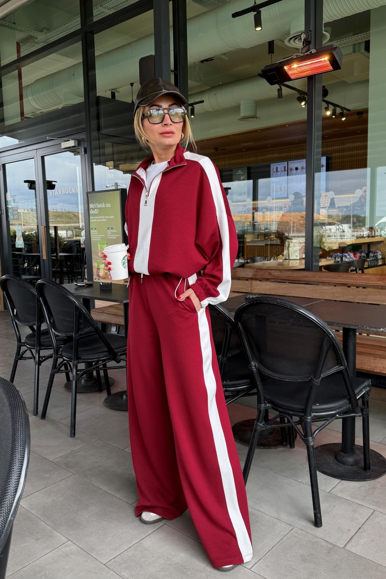 Kalın Şeritli Dik Yaka Bordo Spor Takım SPOR TAKIMLAR