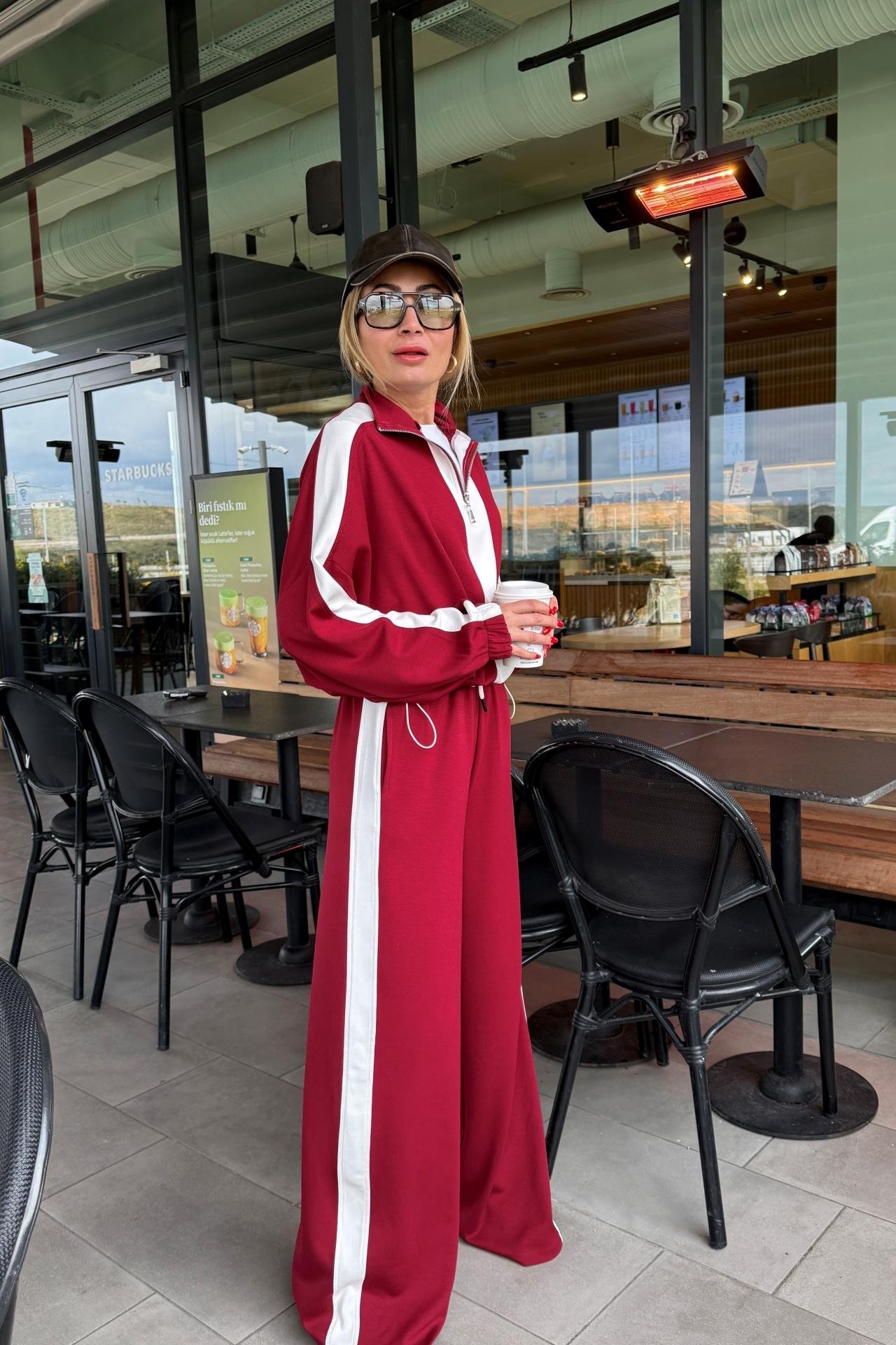 Kalın Şeritli Dik Yaka Bordo Spor Takım SPOR TAKIMLAR