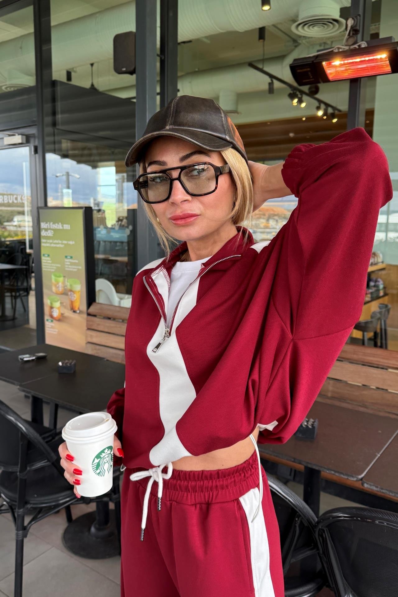 Kalın Şeritli Dik Yaka Bordo Spor Takım SPOR TAKIMLAR