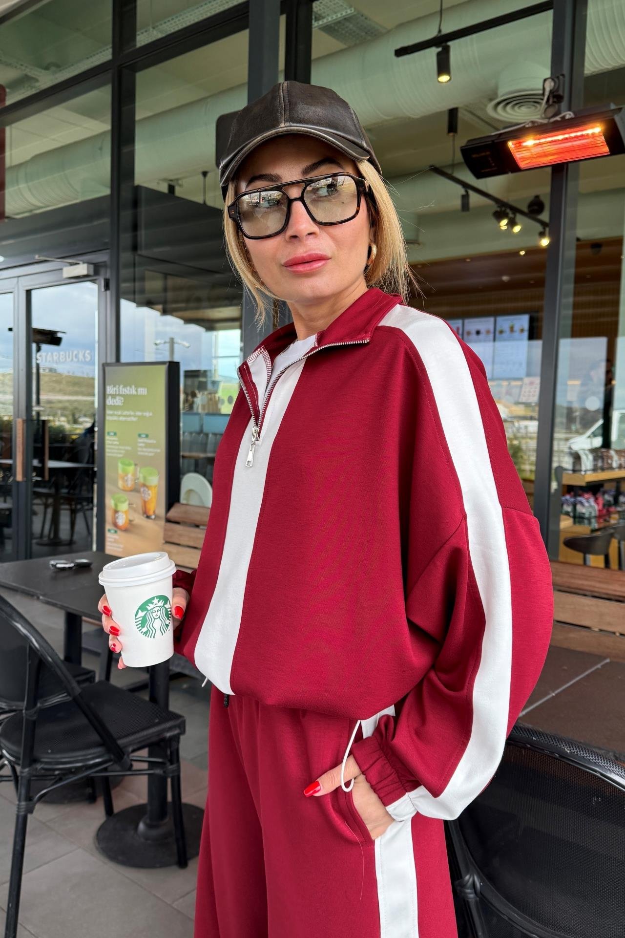 Kalın Şeritli Dik Yaka Bordo Spor Takım SPOR TAKIMLAR