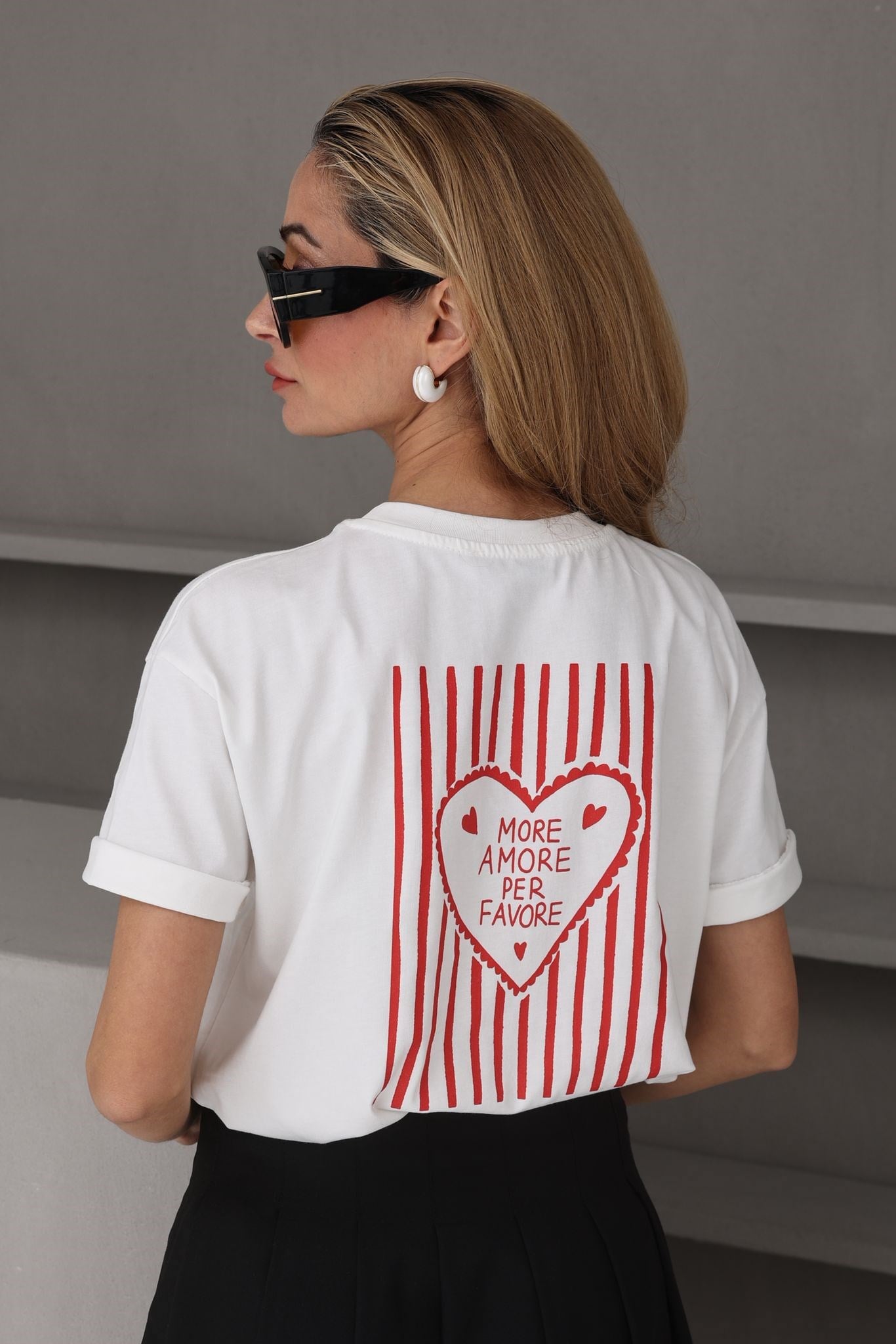 Kalp Baskılı Ekru Basic Tshirt T-SHİRT | NO33