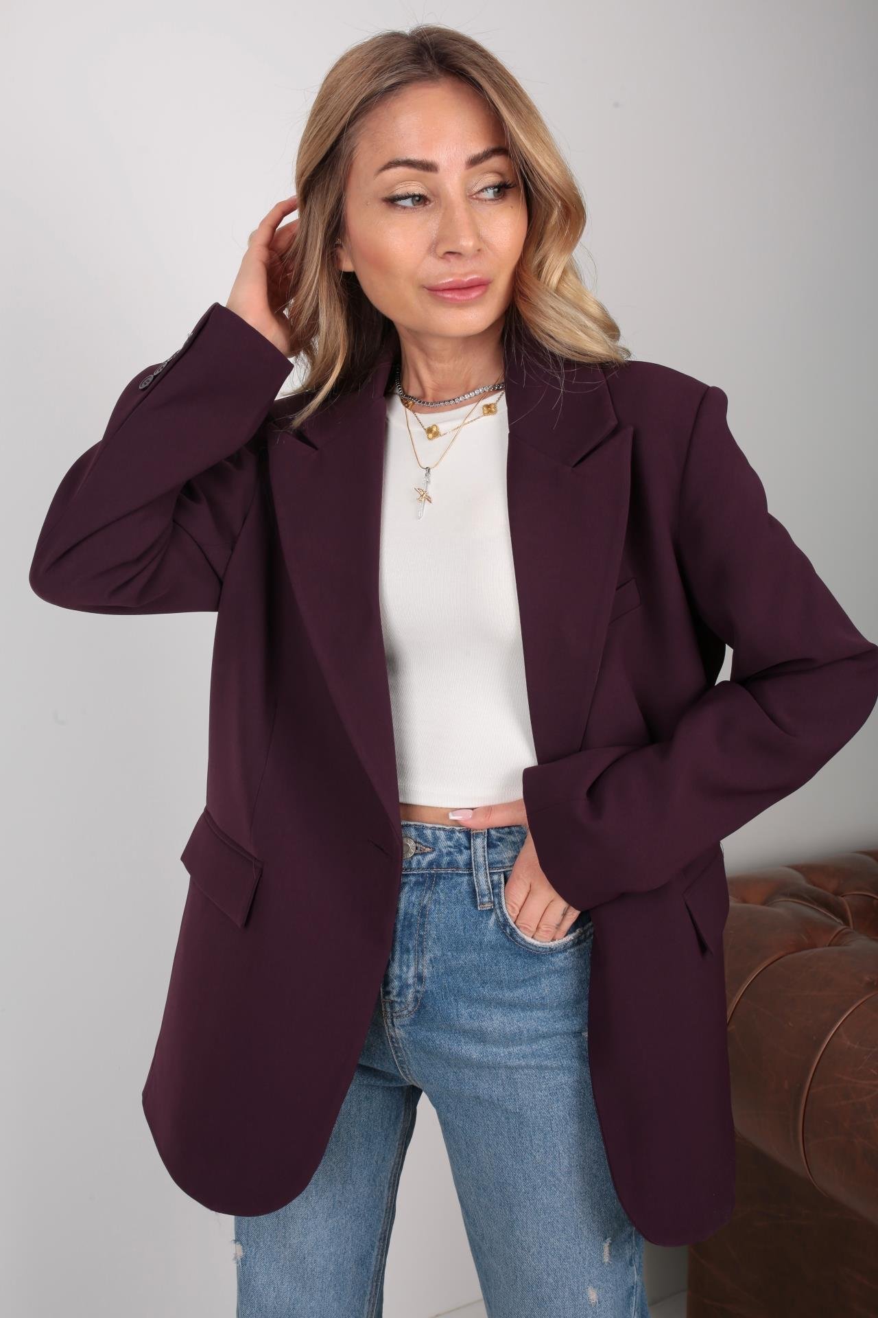 Kapak Cepli Mürdüm Ceket CEKET