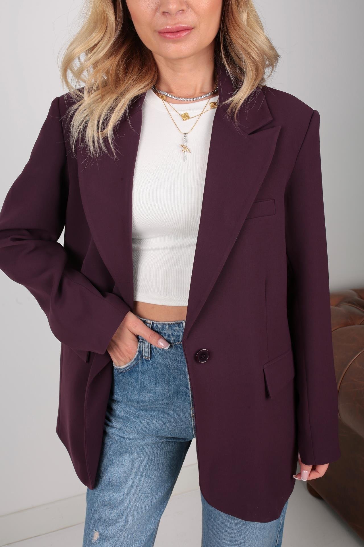 Kapak Cepli Mürdüm Ceket CEKET