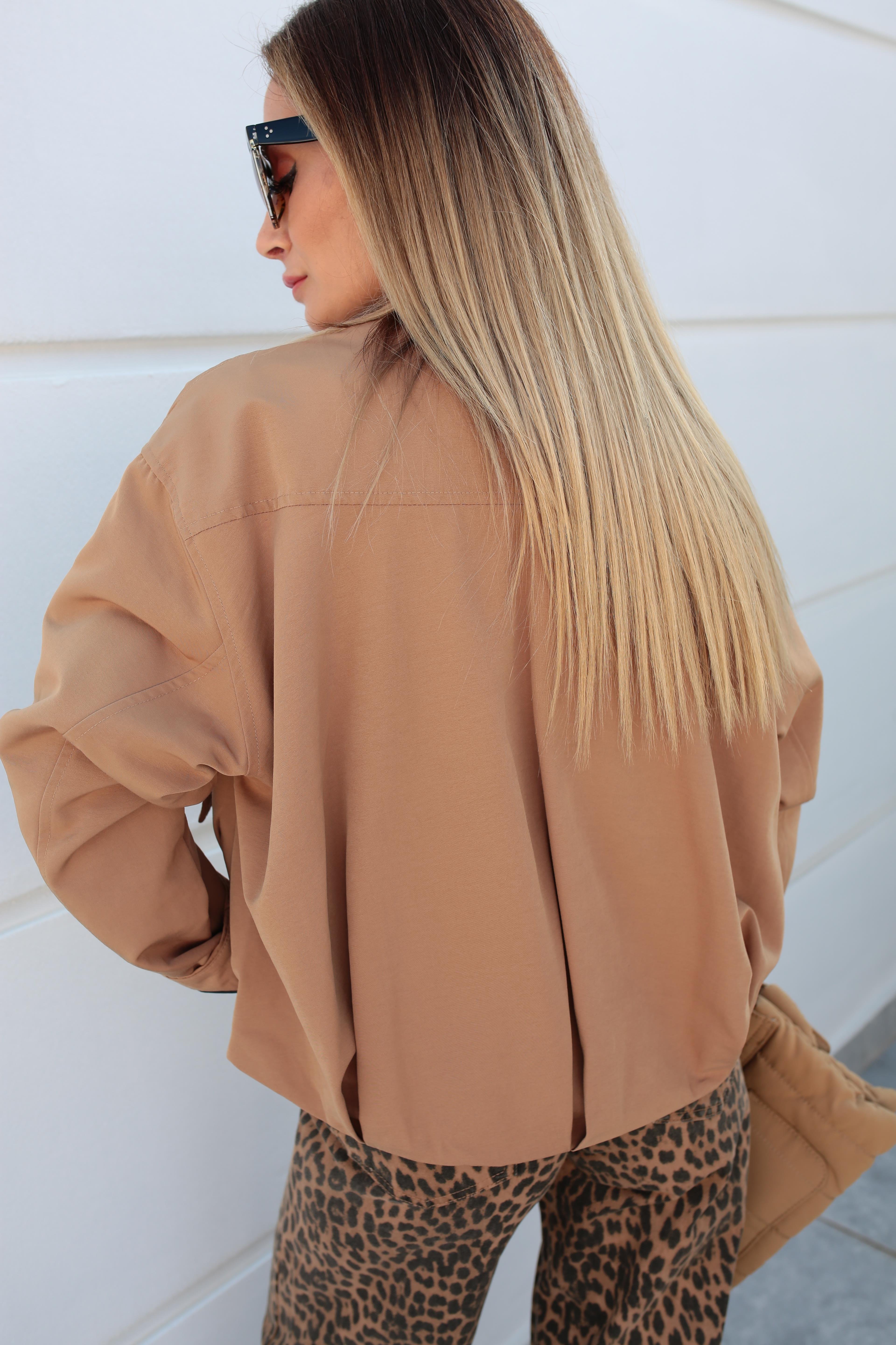 Kapak Cepli Pileli Camel Bomber Ceket CEKET