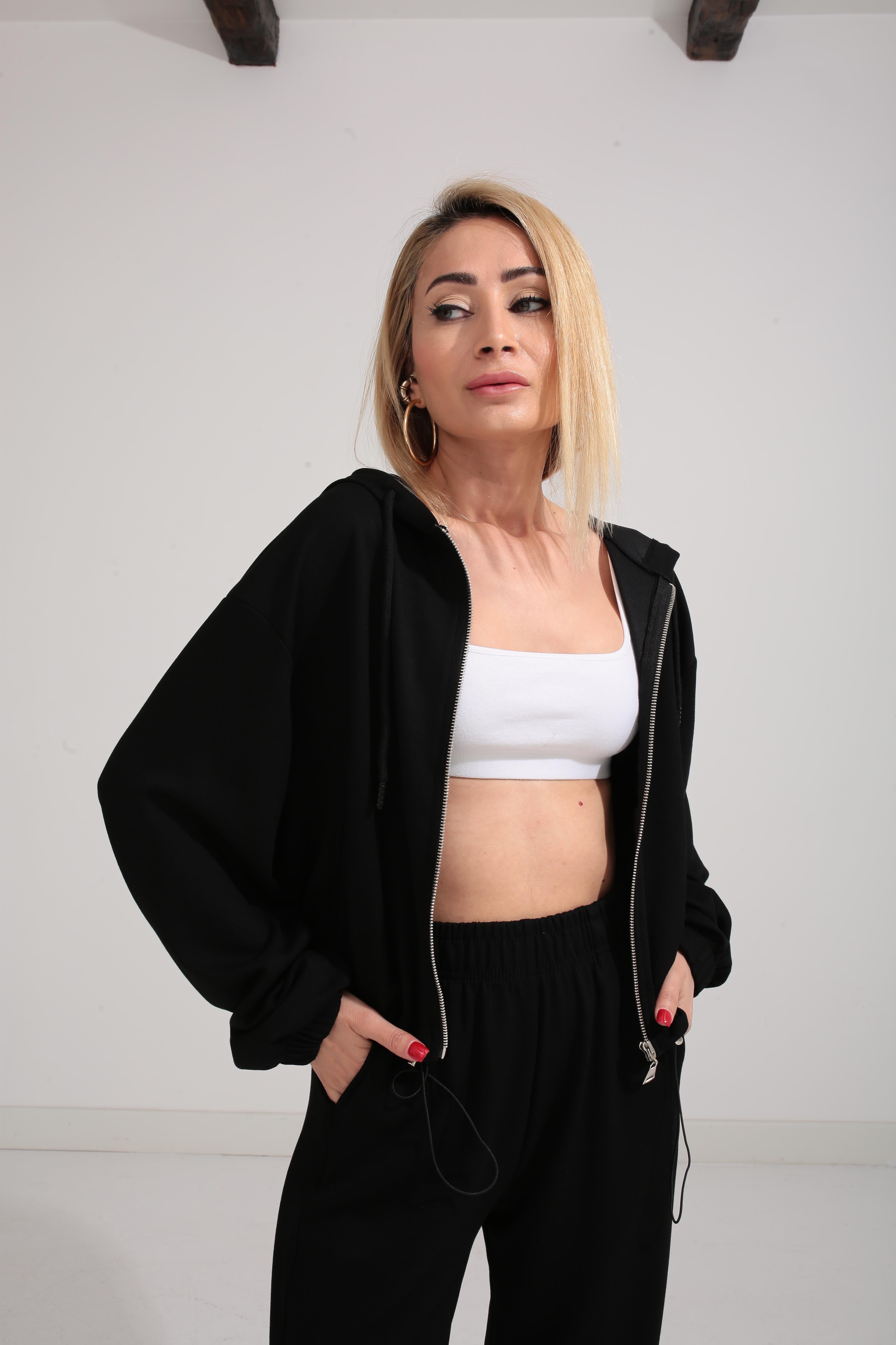 Kapişonlu Altı Stoperli Siyah Spor Takım SPOR TAKIMLAR | NO33