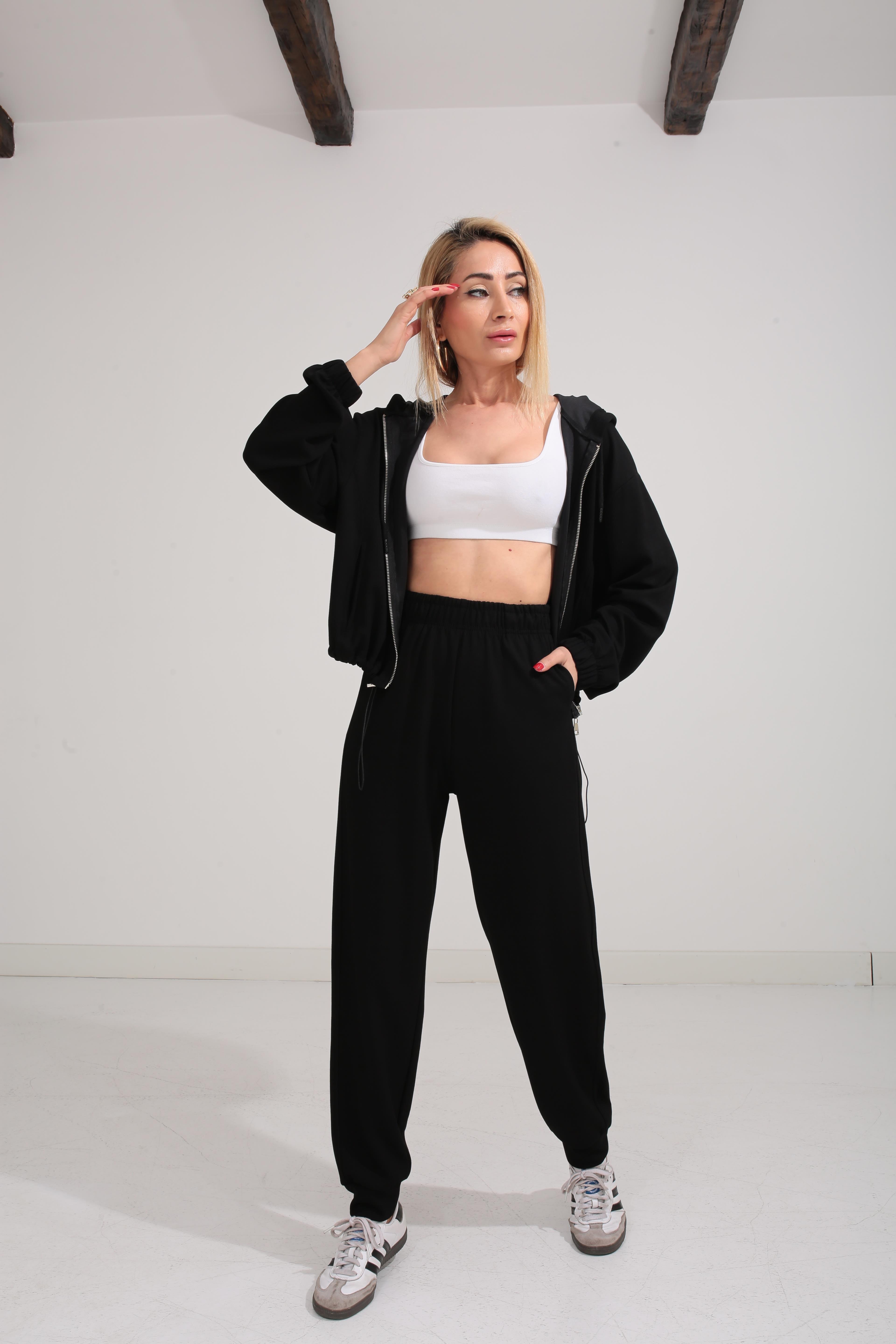 Kapişonlu Altı Stoperli Siyah Spor Takım SPOR TAKIMLAR | NO33