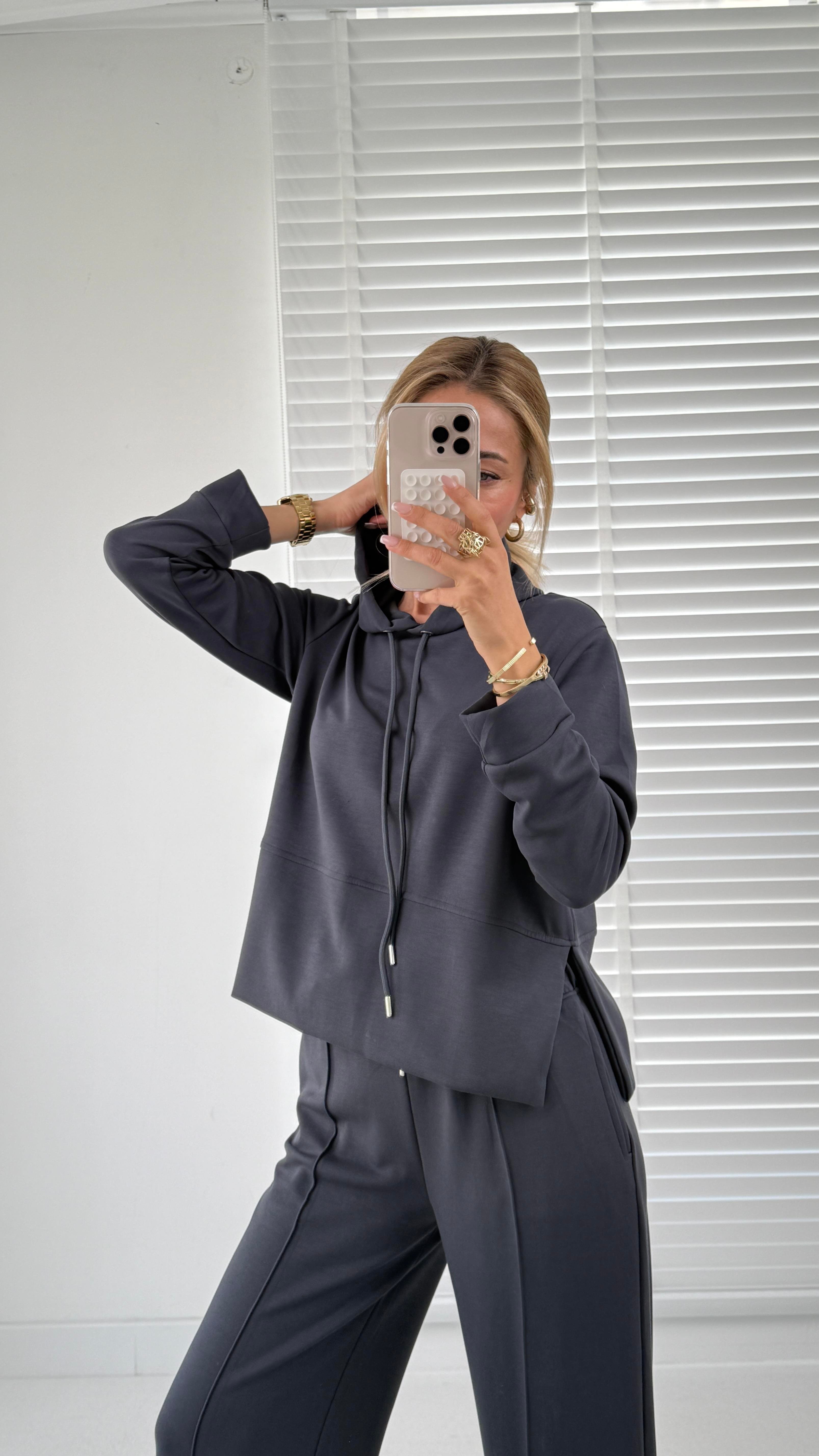 Kapüşonlu Modal Füme Eşofman Takımı SPOR TAKIMLAR