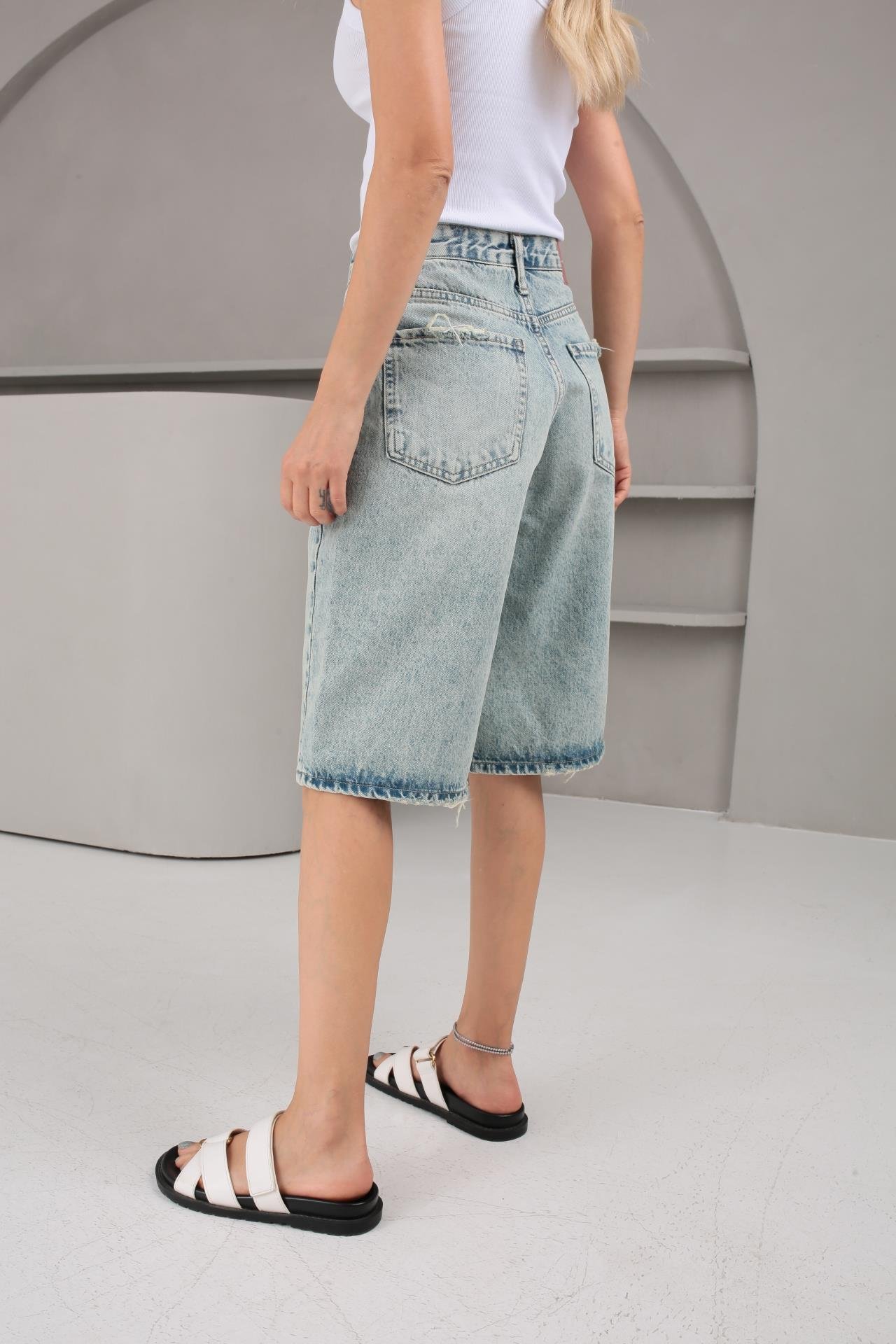 Kar Yıkamalı Şehir Boy Denim Şort (1883-1) ŞORT | NO33