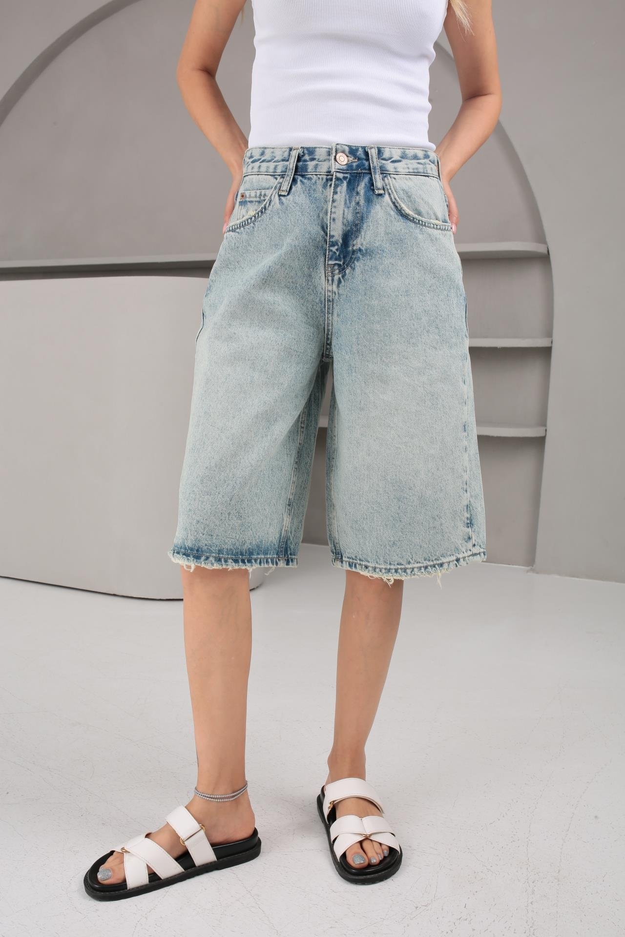 Kar Yıkamalı Şehir Boy Denim Şort (1883-1) ŞORT | NO33