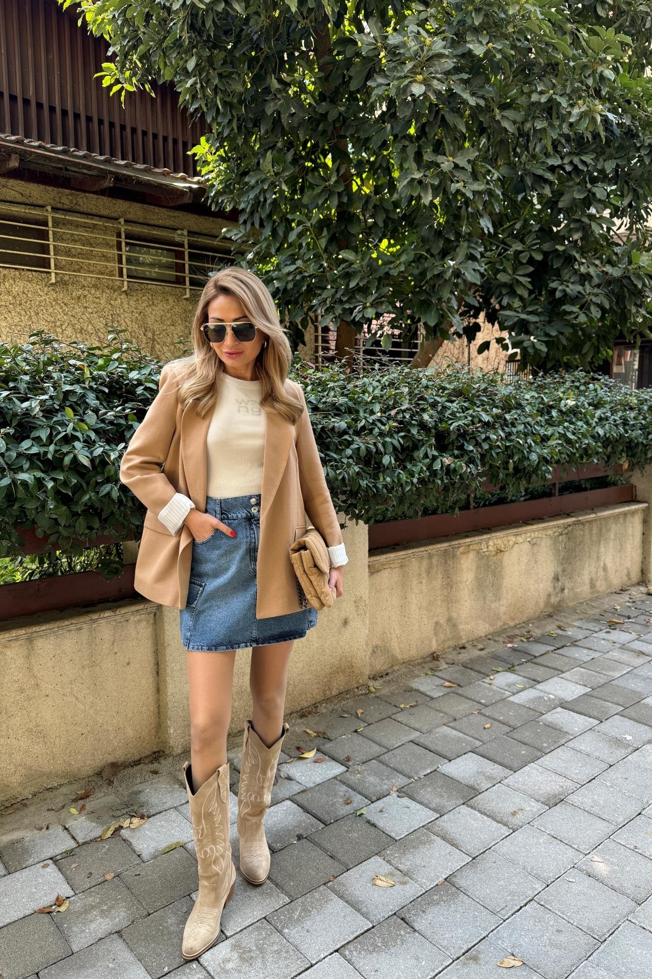 Kargo Cepli Kısa Denim Etek ETEK