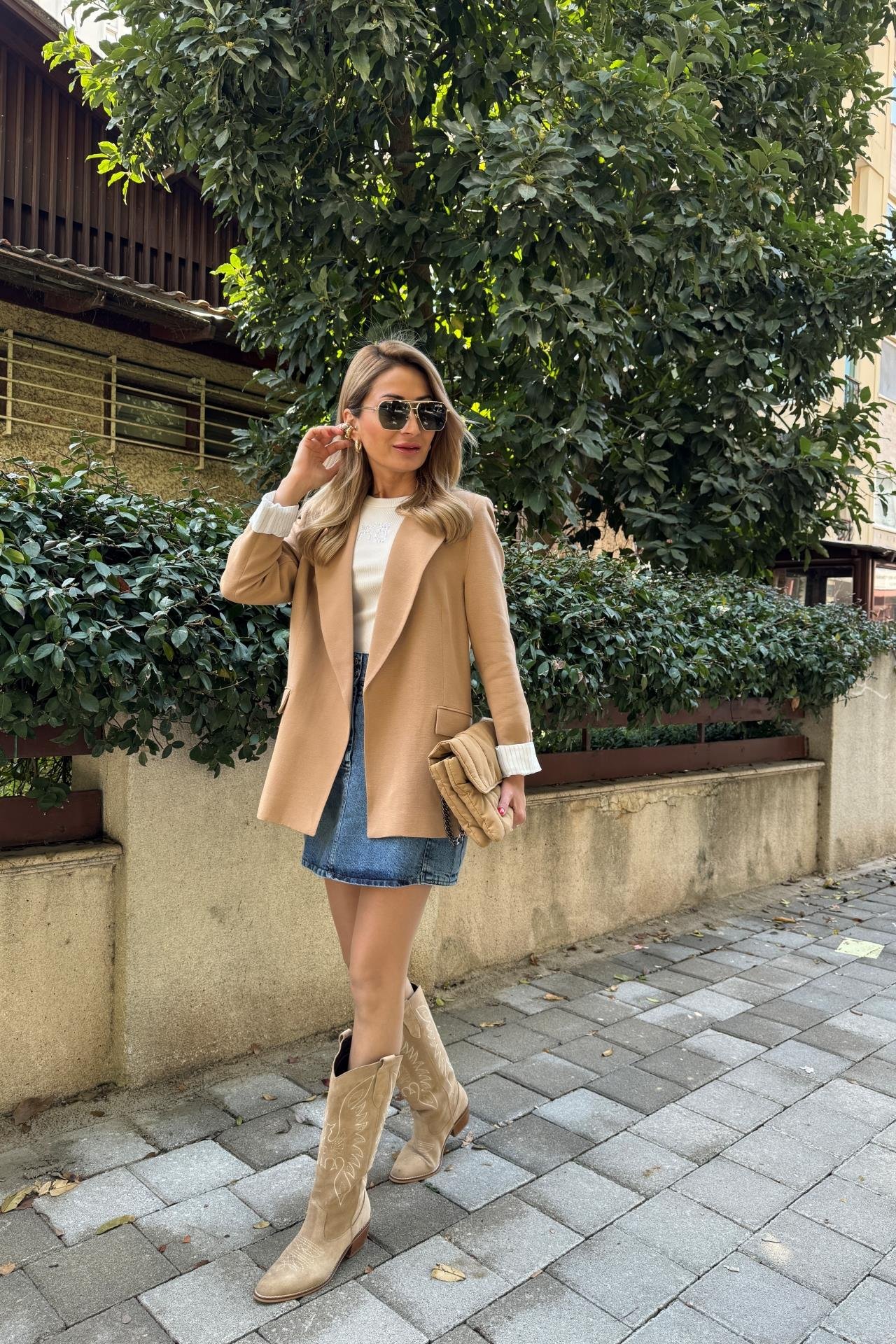 Kargo Cepli Kısa Denim Etek ETEK