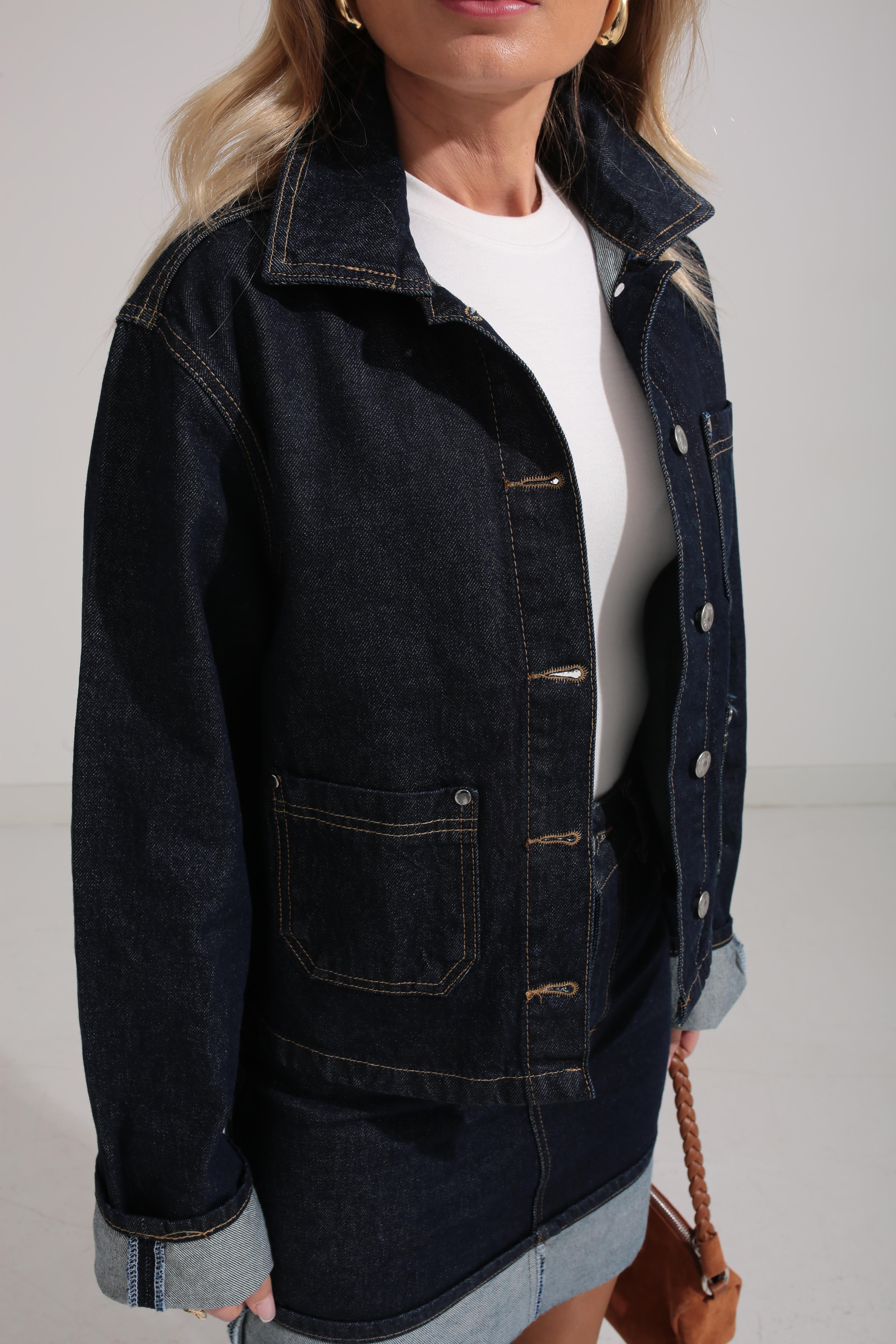 Katlama Detay Etekli Denim Takım TAKIM