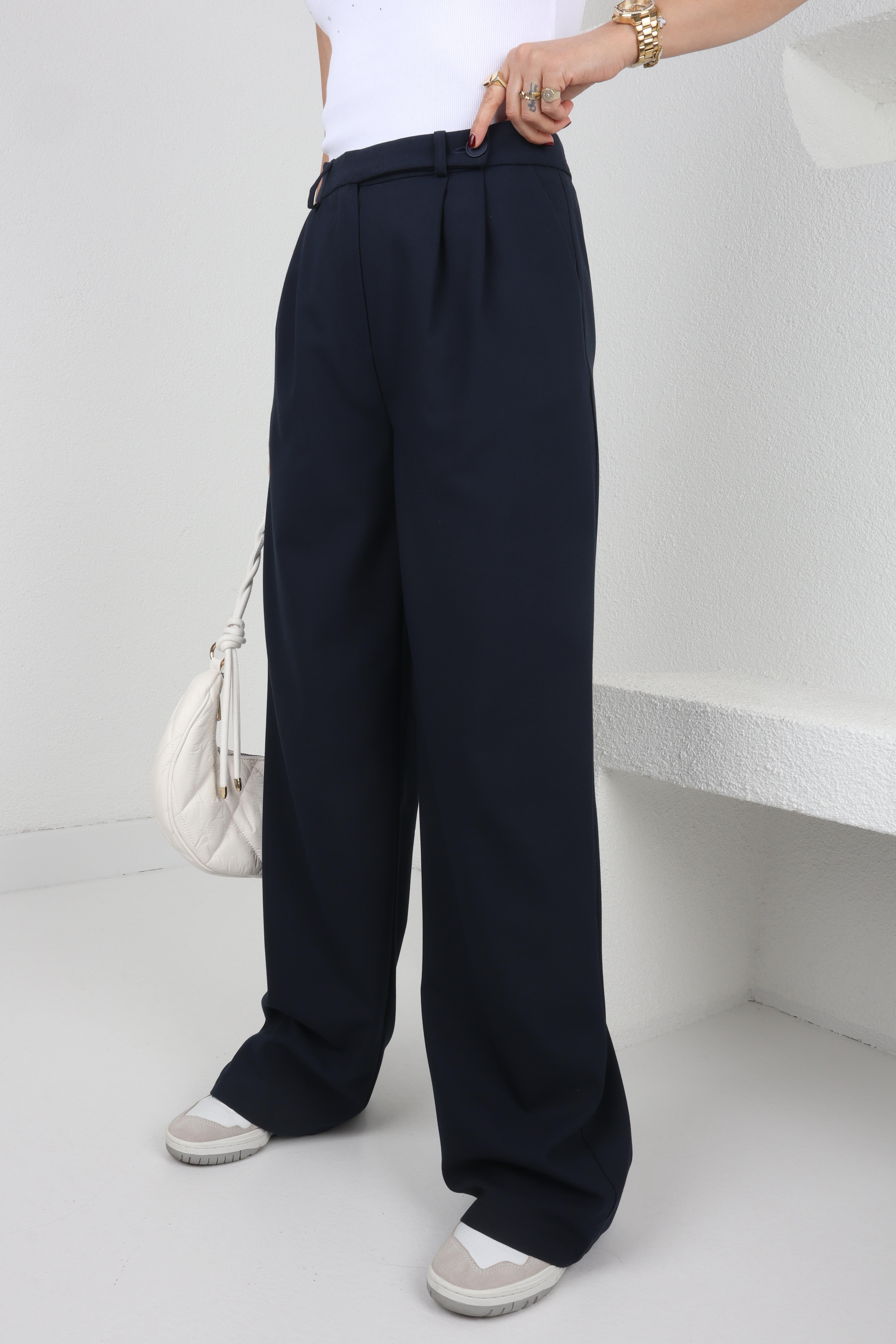 Kemeri Tek Düğmeli Lacivert Pantolon PANTOLON