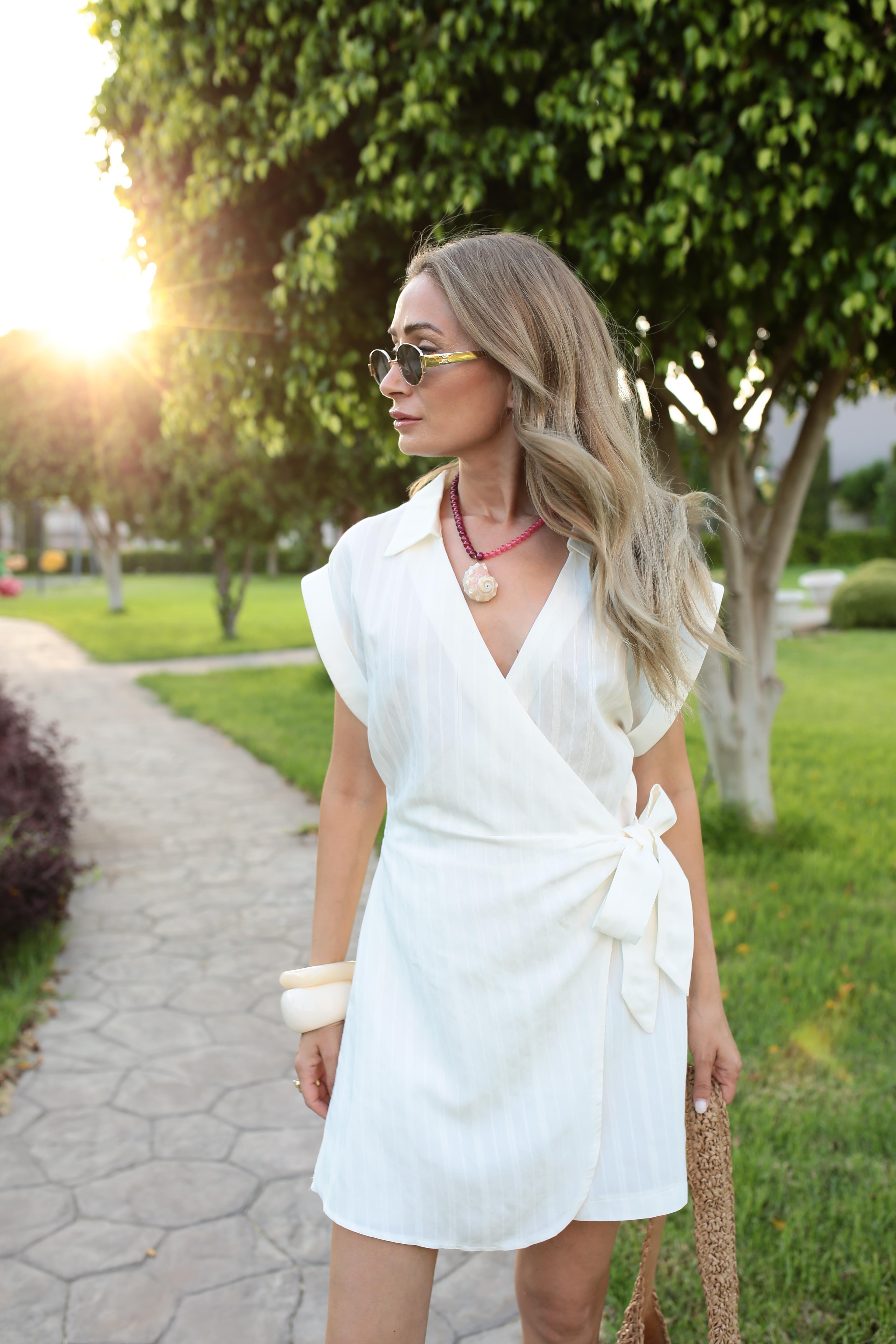 Kendinden Desenli Kruvaze Ekru Tulum TULUM | NO33