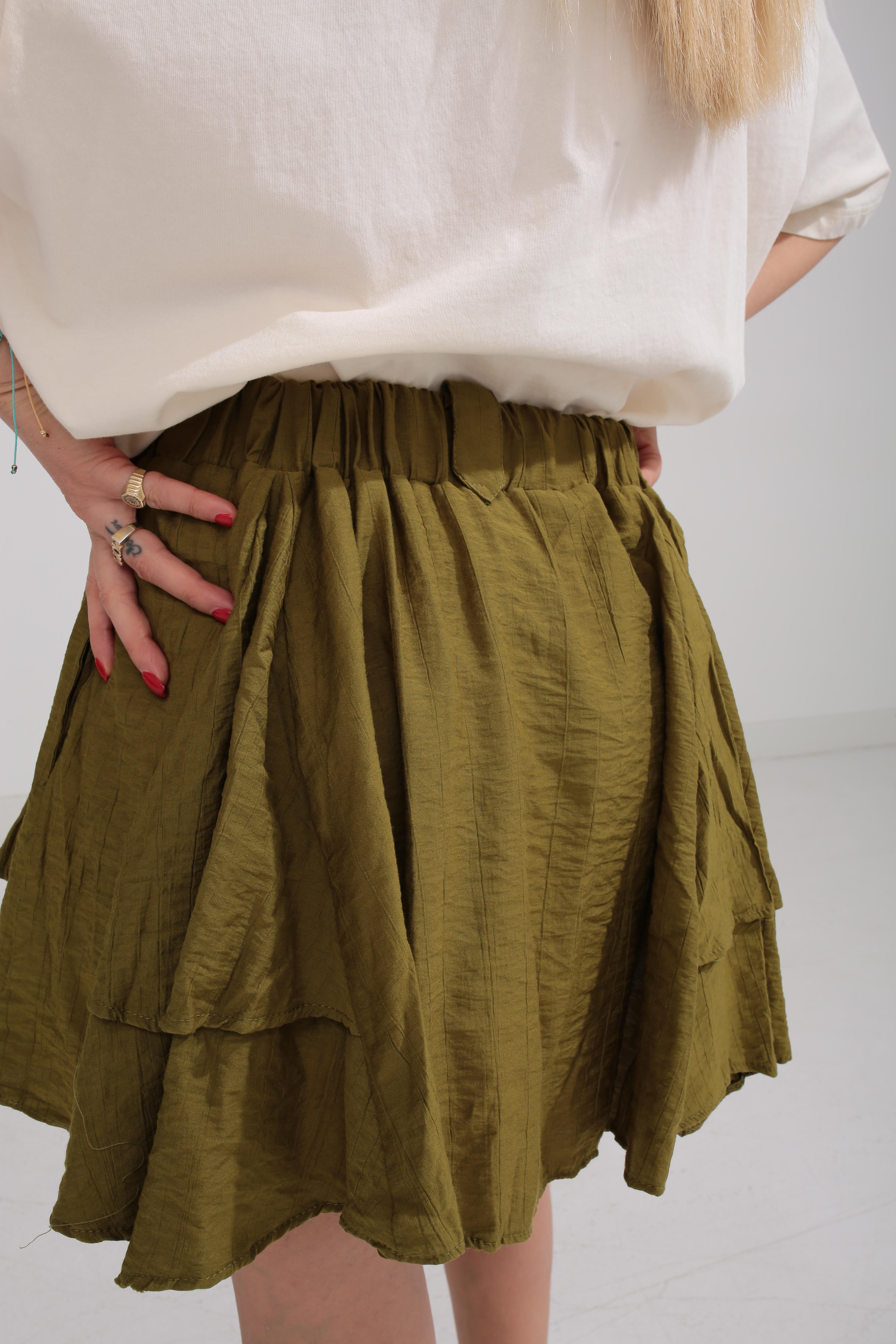 Kendinden Kemerli Şort Astarlı Yeşil Etek ETEK | NO33