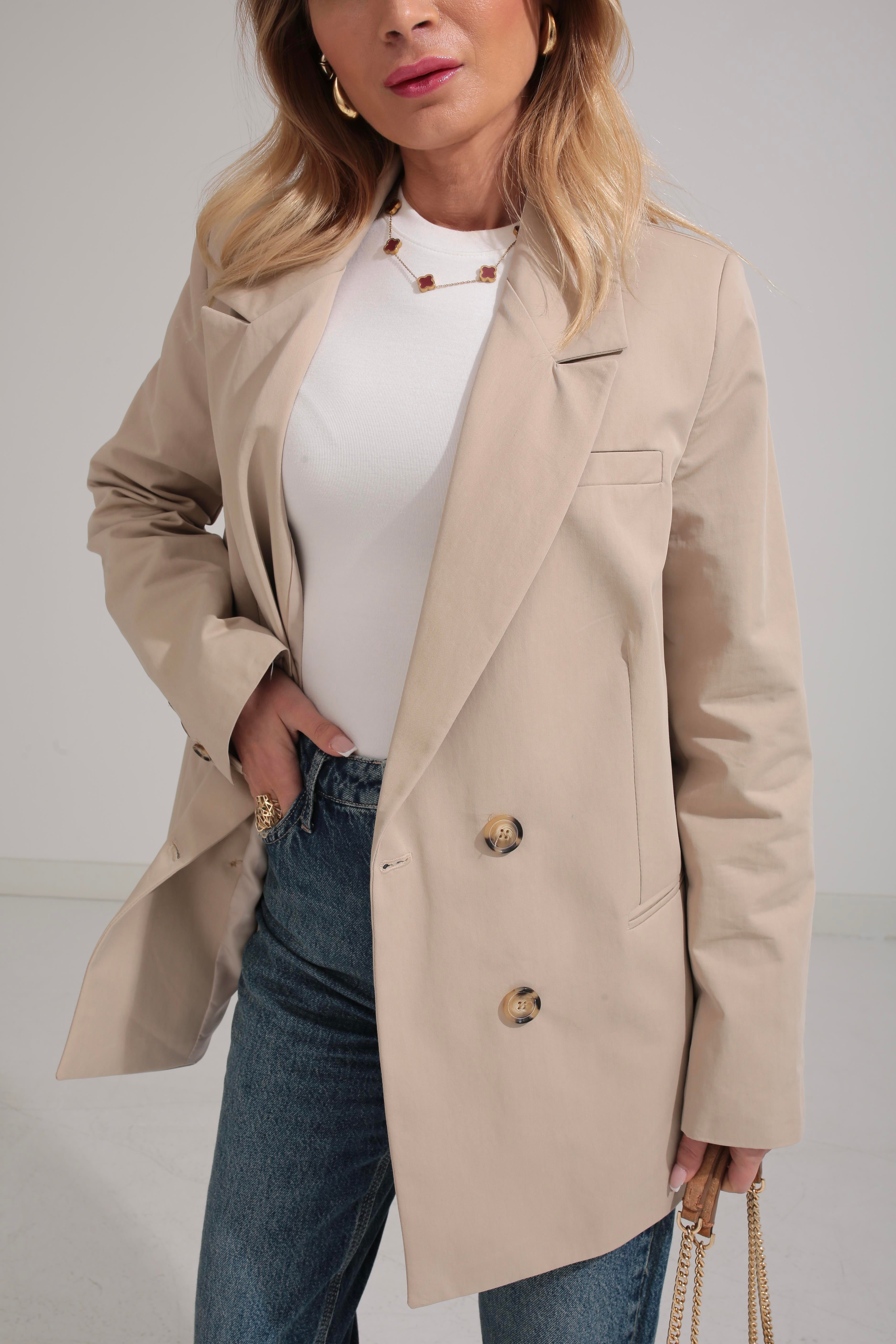 Larimar Oversize Taş Kruvaze Ceket CEKET