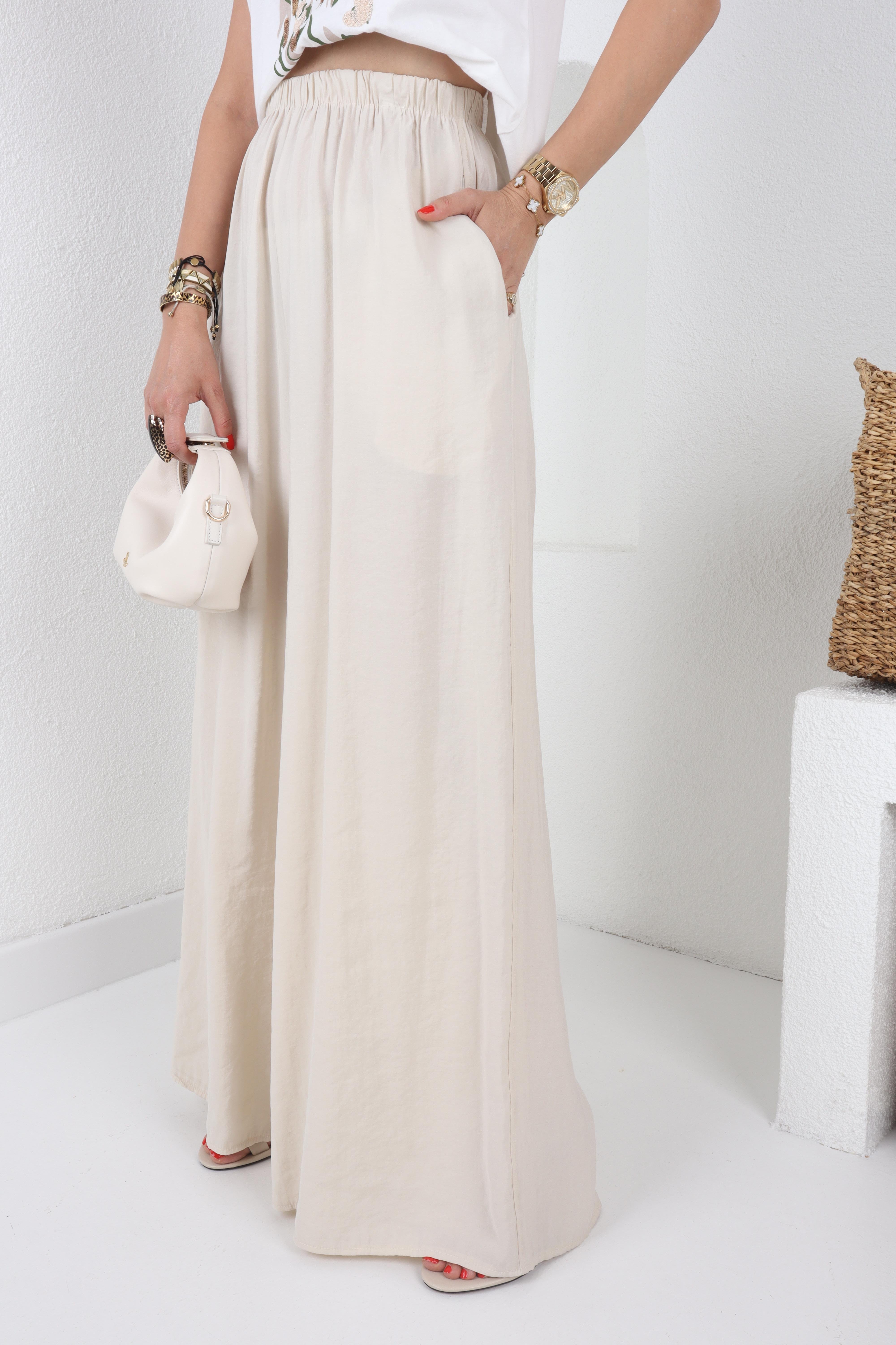 Lastikli Geniş Kesim Taş Tensel Pantolon PANTOLON