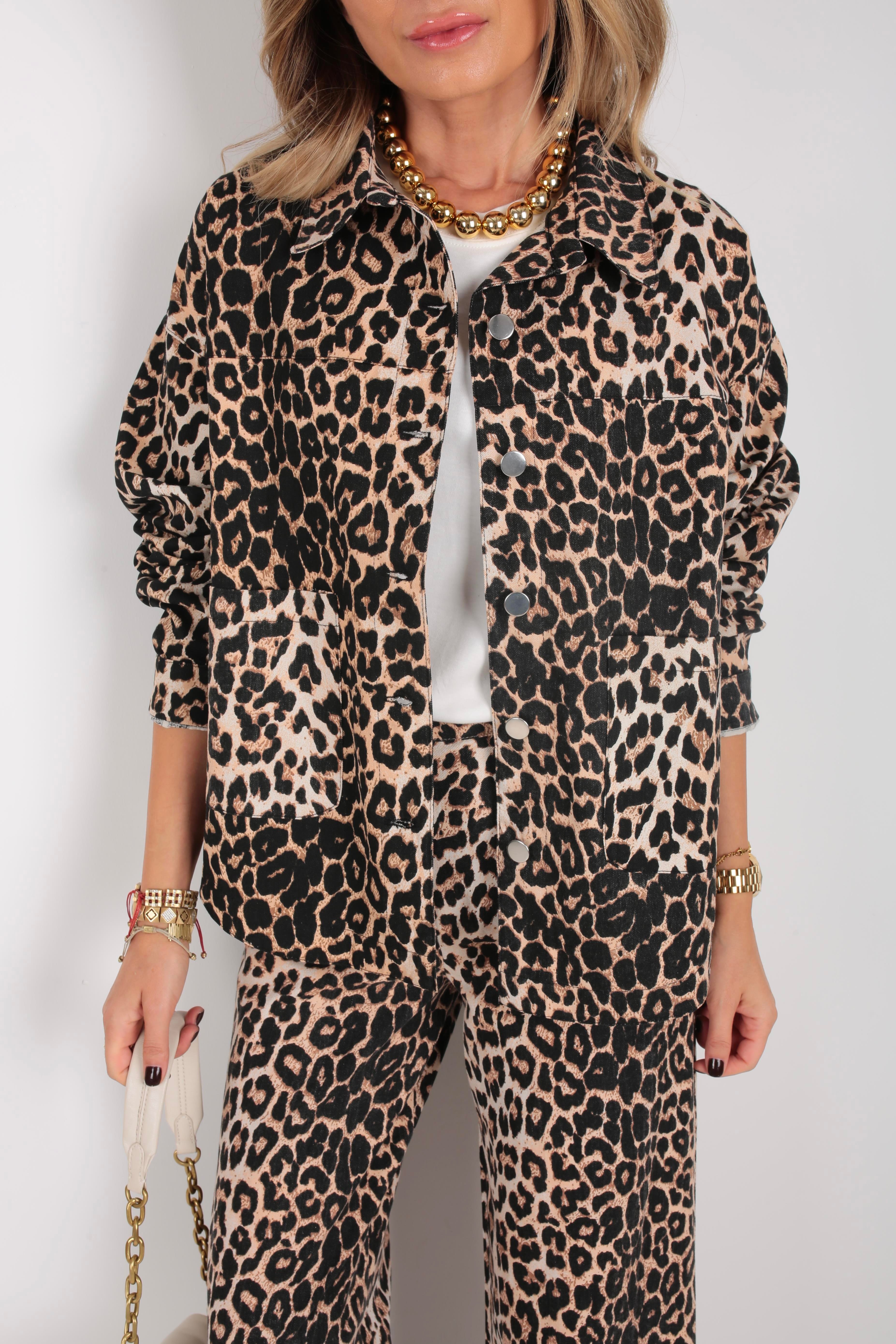 Leopar Baskılı Denim Takım TAKIM